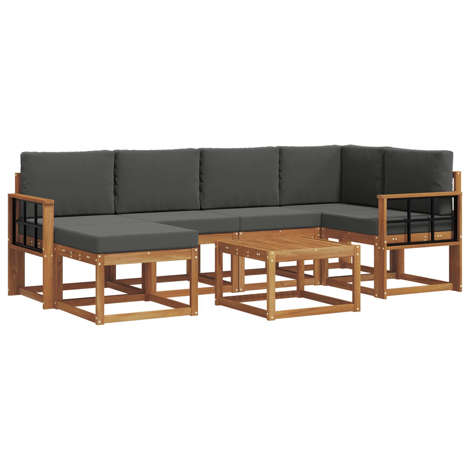 Outdoor-Sofagarnitur 7 stk. Natur und Anthrazit