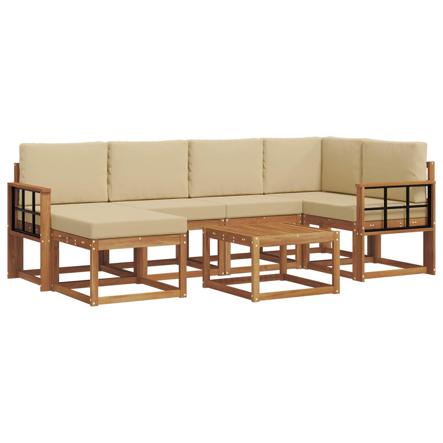 Outdoor-Sofagarnitur mit Kissen 7 pcs Natur und Beige
