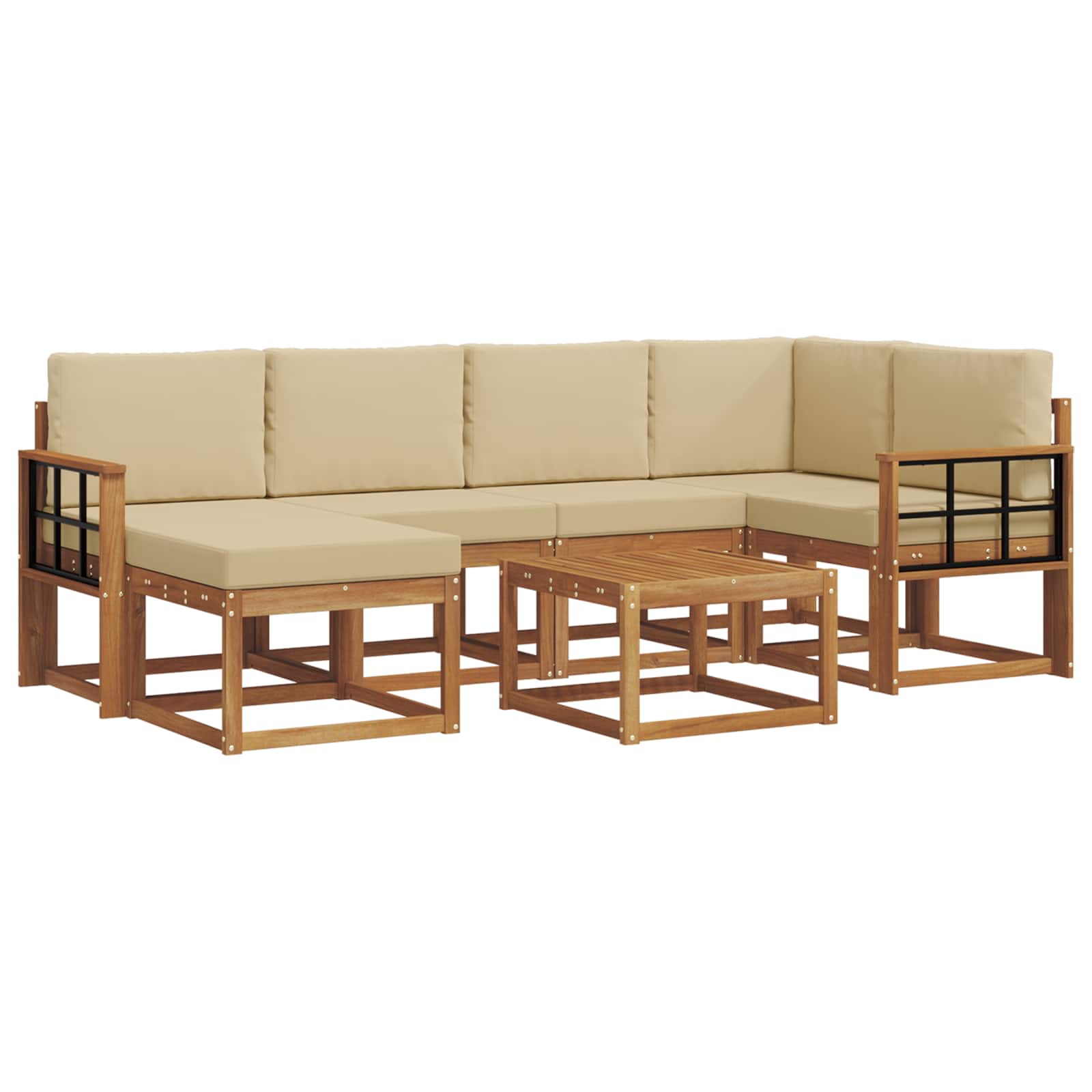Outdoor-Sofagarnitur mit Kissen 7 pcs Natur und Beige