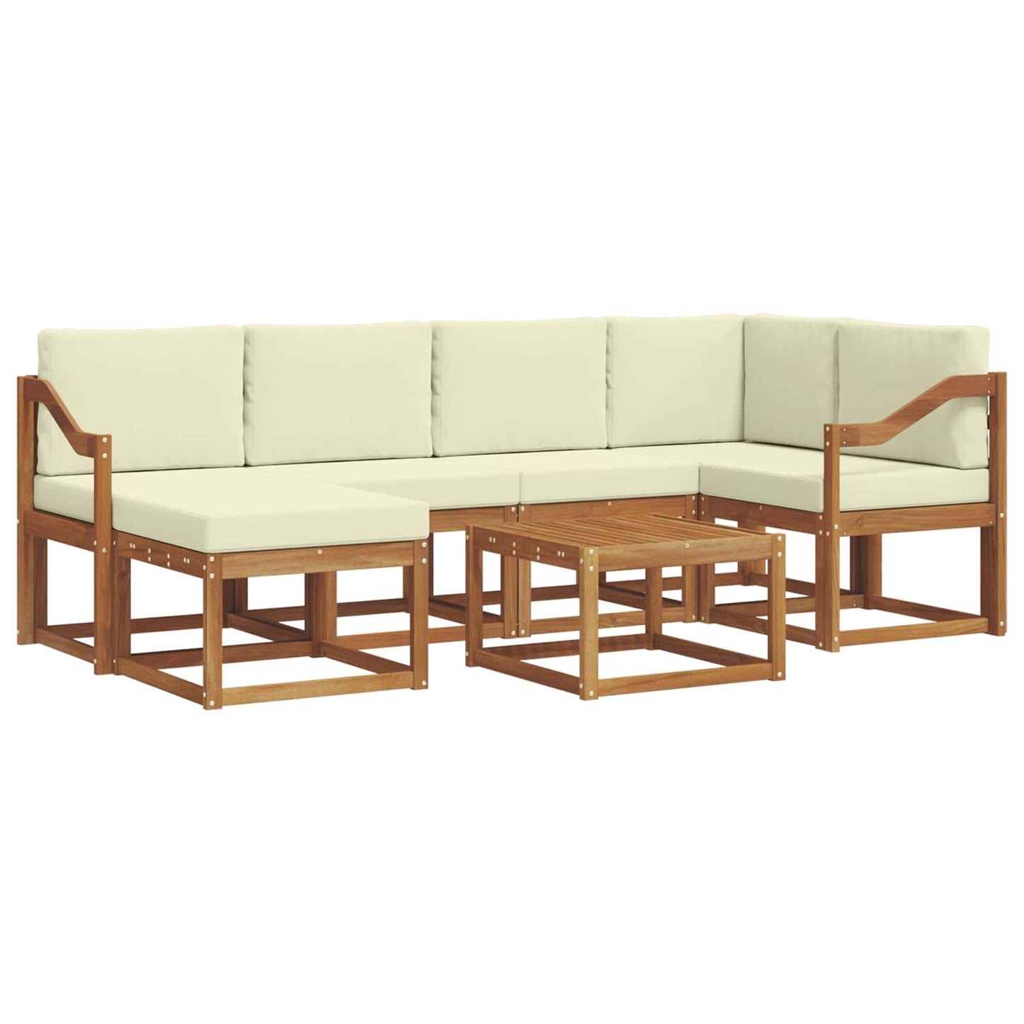 Outdoor-Sofagarnitur 7 stk. Natur und Creme