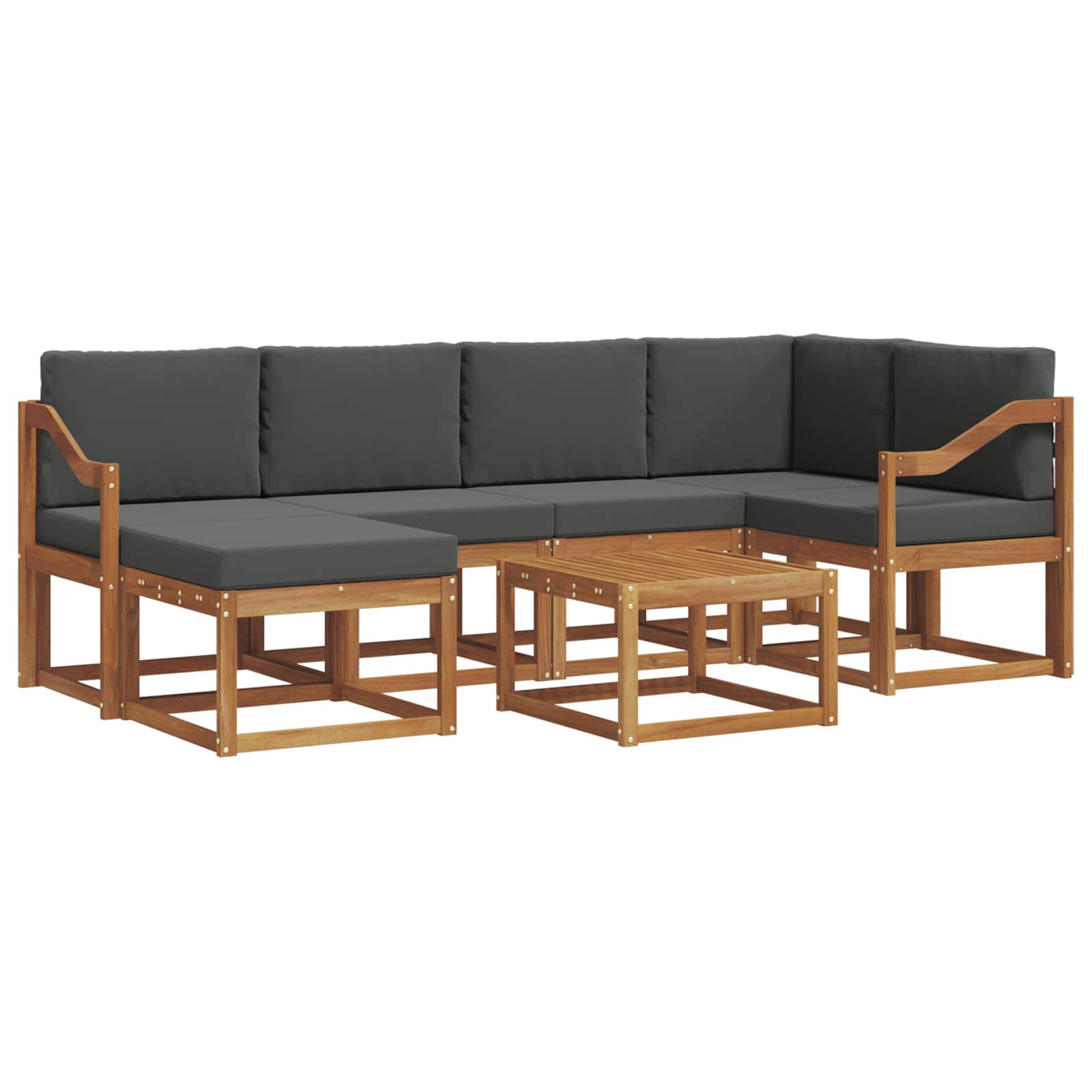 Outdoor-Sofagarnitur 7 stk. Natur und Anthrazit