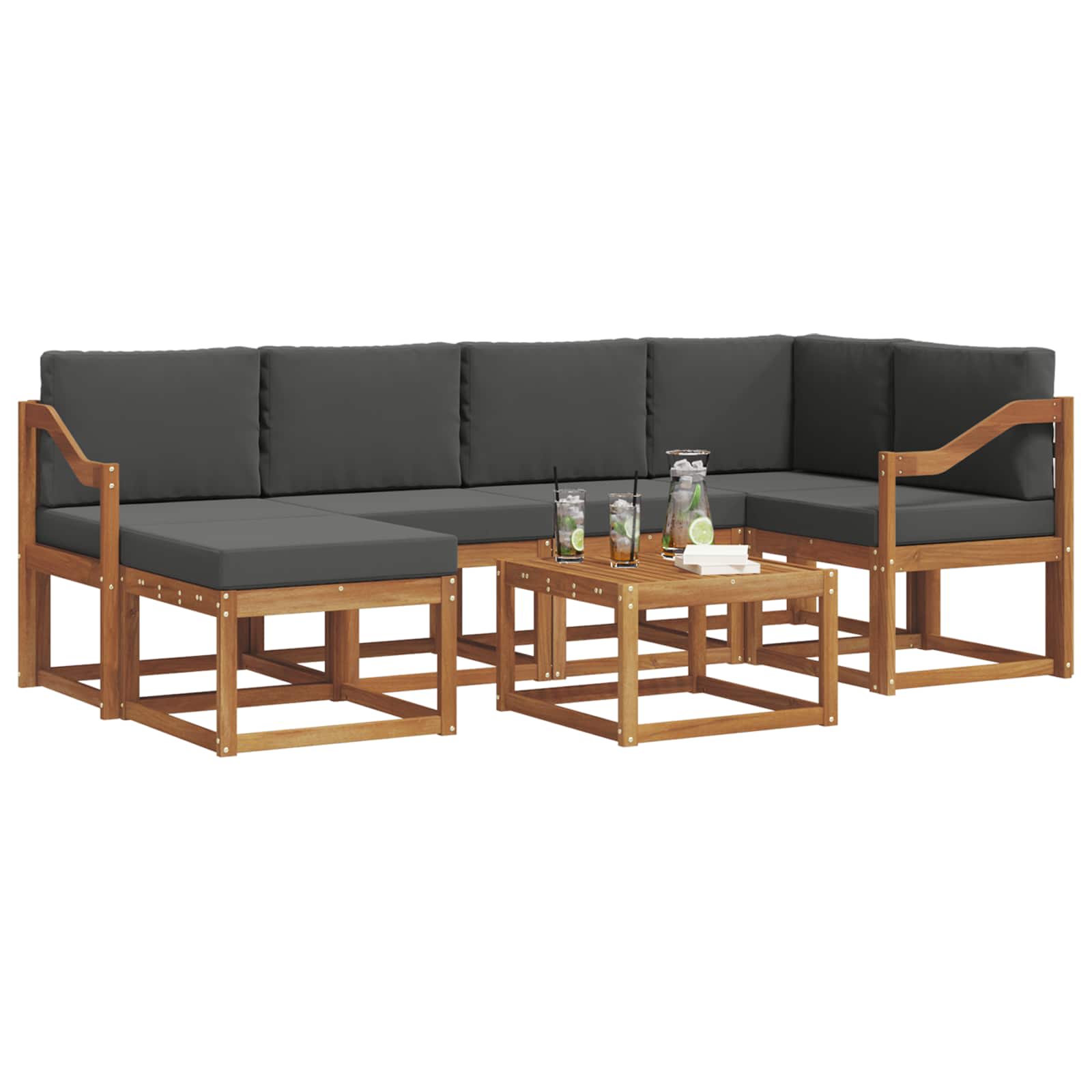 Outdoor-Sofagarnitur 7 stk. Natur und Anthrazit