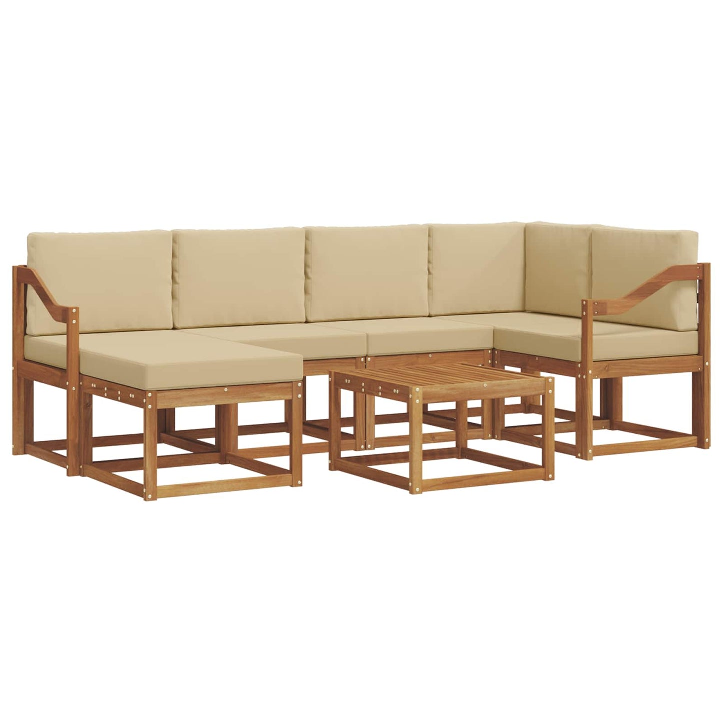 Outdoor-Sofagarnitur mit Kissen 7 pcs Natur und Beige