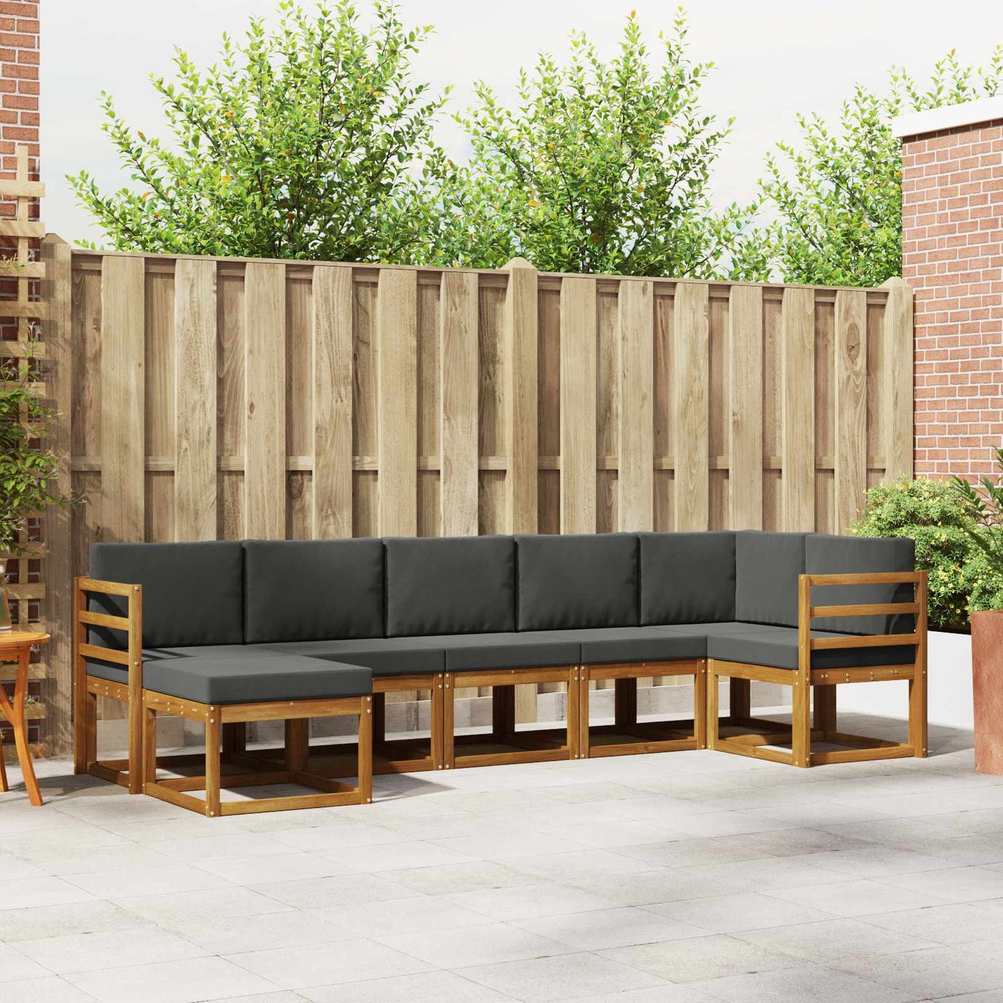 Outdoor-Sofagarnitur 7 stk. Natur und Anthrazit
