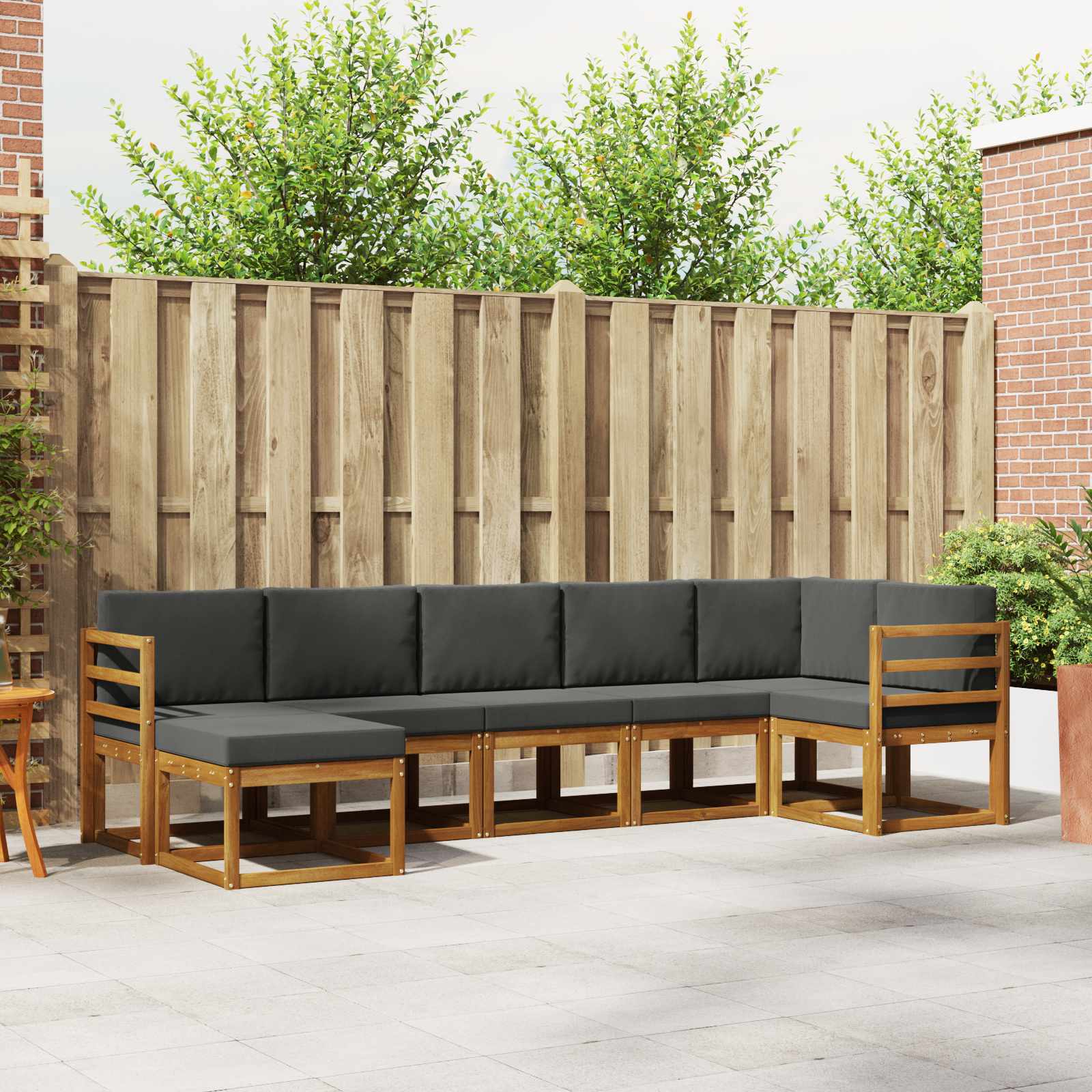 Outdoor-Sofagarnitur 7 stk. Natur und Anthrazit