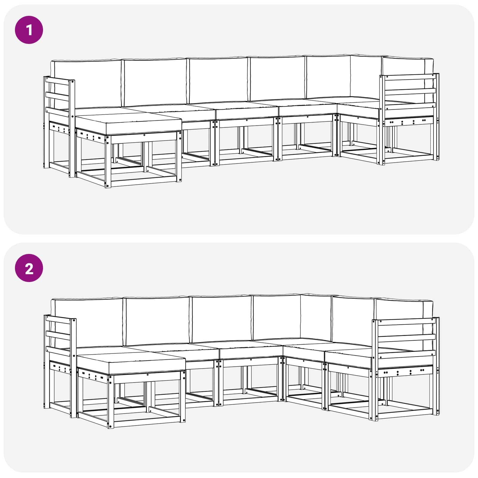 Outdoor-Sofagarnitur 7 stk. Natur und Anthrazit