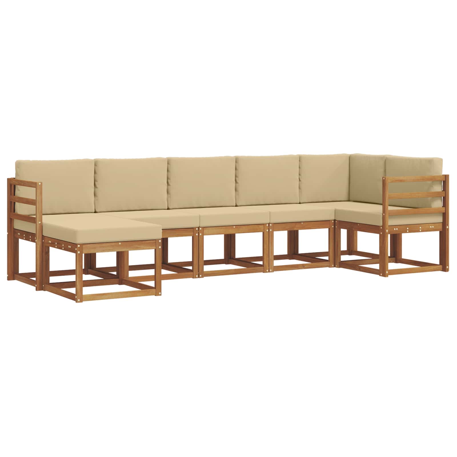Outdoor-Sofagarnitur mit Kissen 7 pcs Natur und Beige
