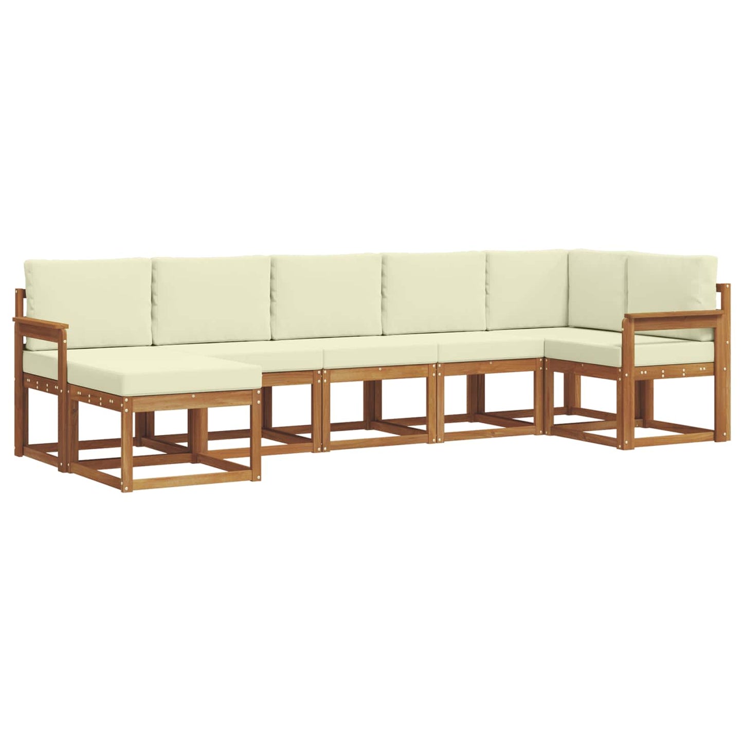 Outdoor-Sofagarnitur 7 stk. Natur und Creme