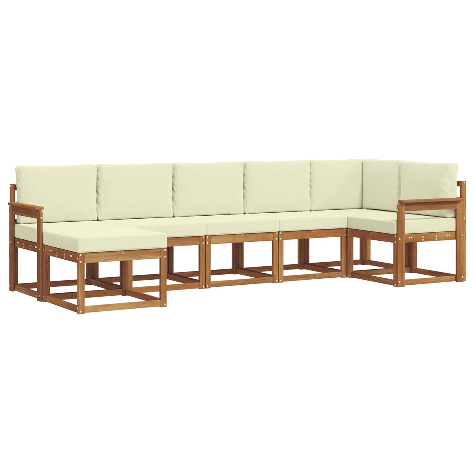 Outdoor-Sofagarnitur 7 stk. Natur und Creme