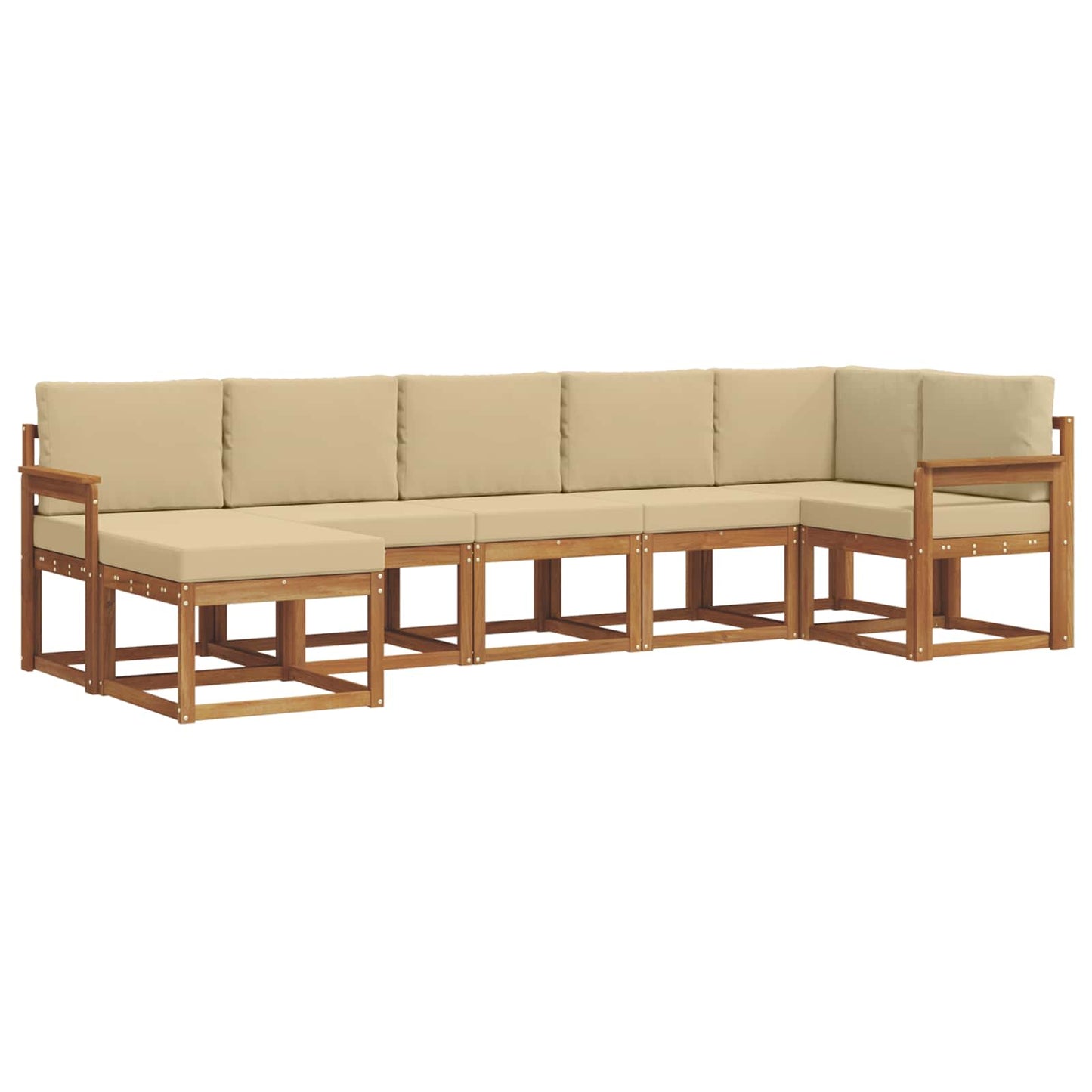 Outdoor-Sofagarnitur mit Kissen 7 pcs Natur und Beige