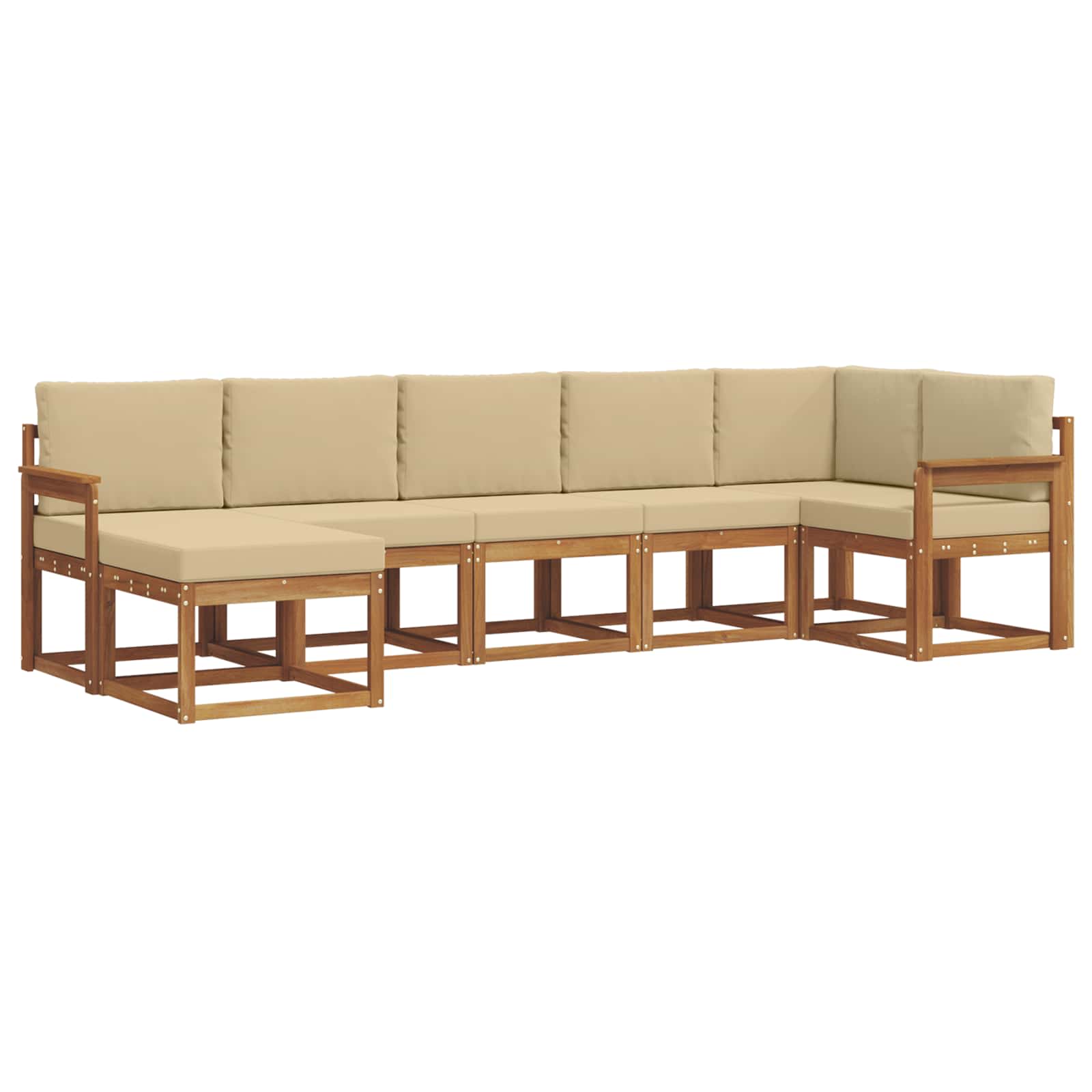 Outdoor-Sofagarnitur mit Kissen 7 pcs Natur und Beige