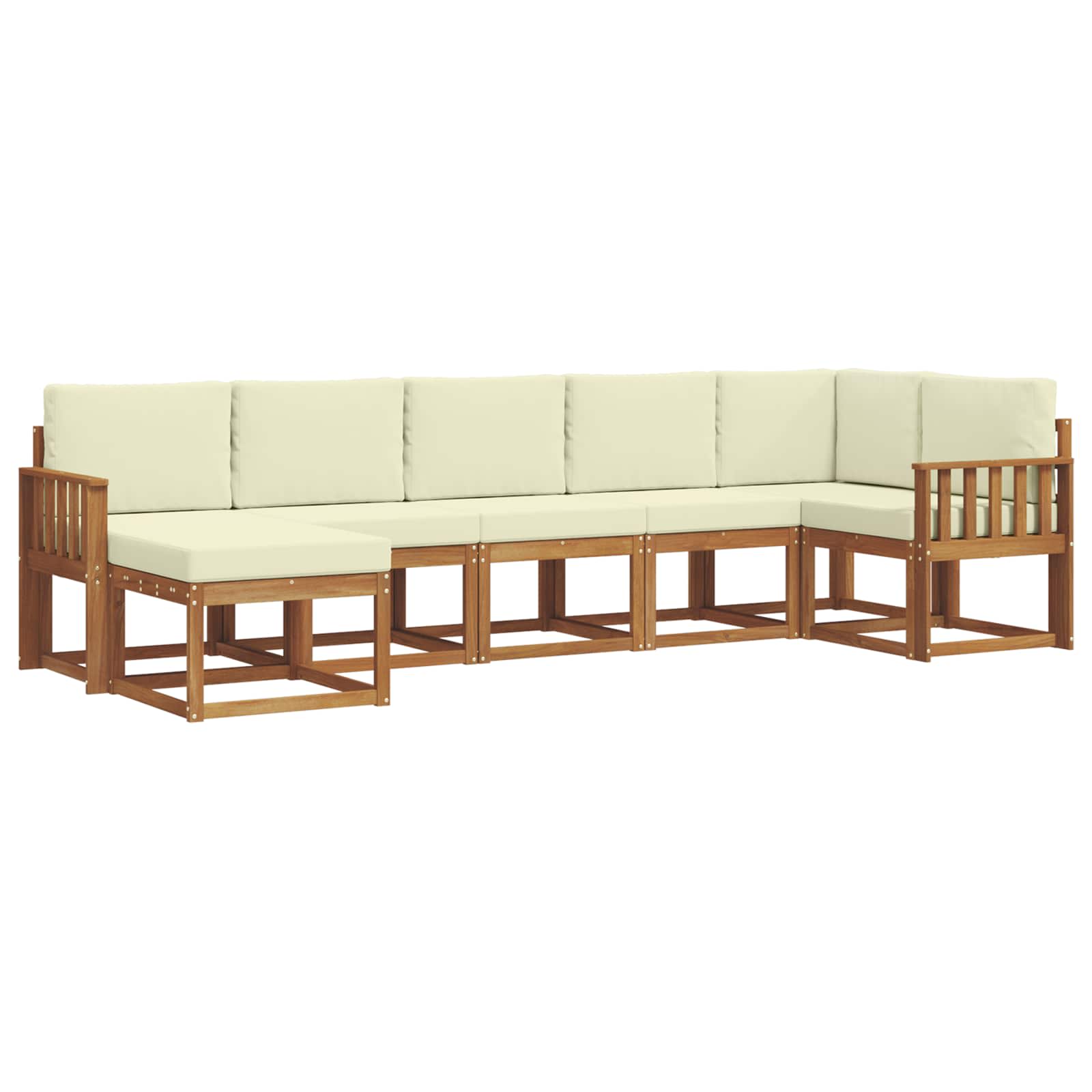 Outdoor-Sofagarnitur 7 stk. Natur und Creme