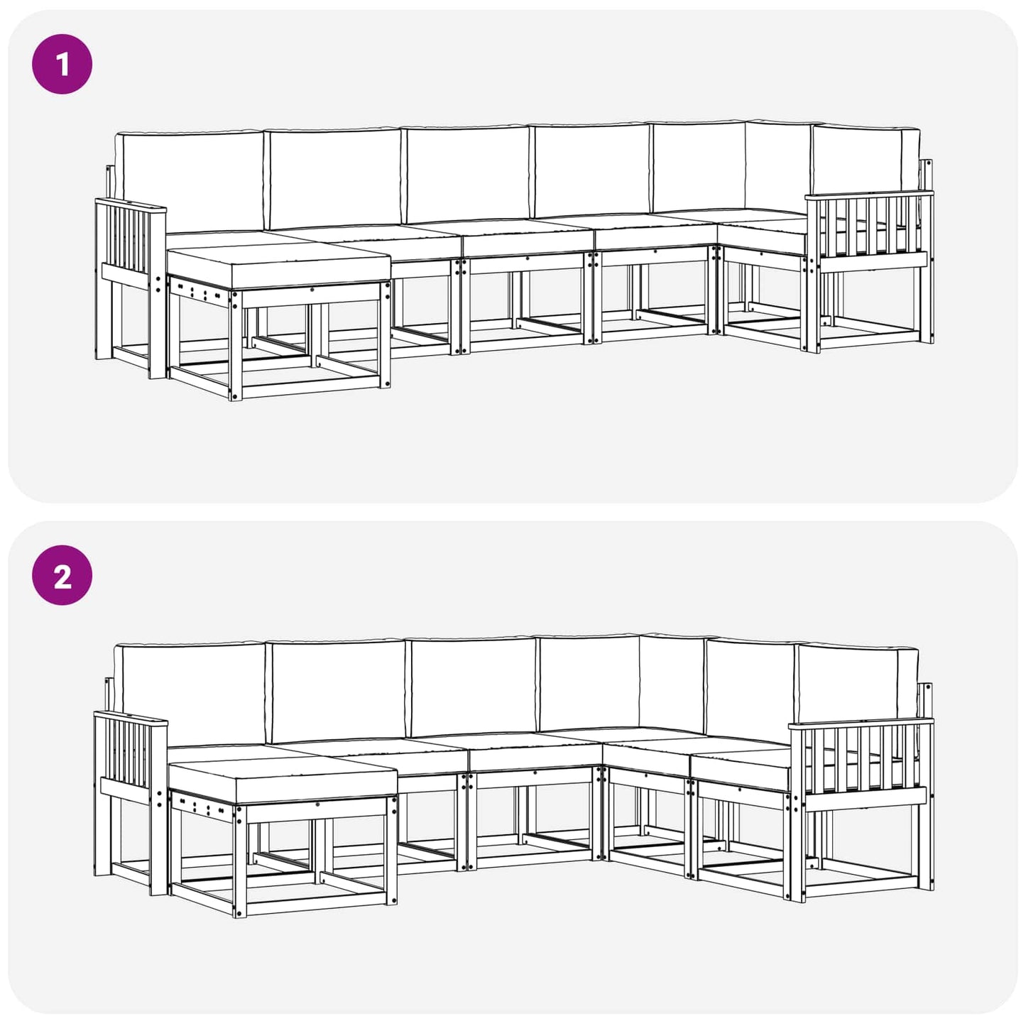 Outdoor-Sofagarnitur 7 stk. Natur und Creme