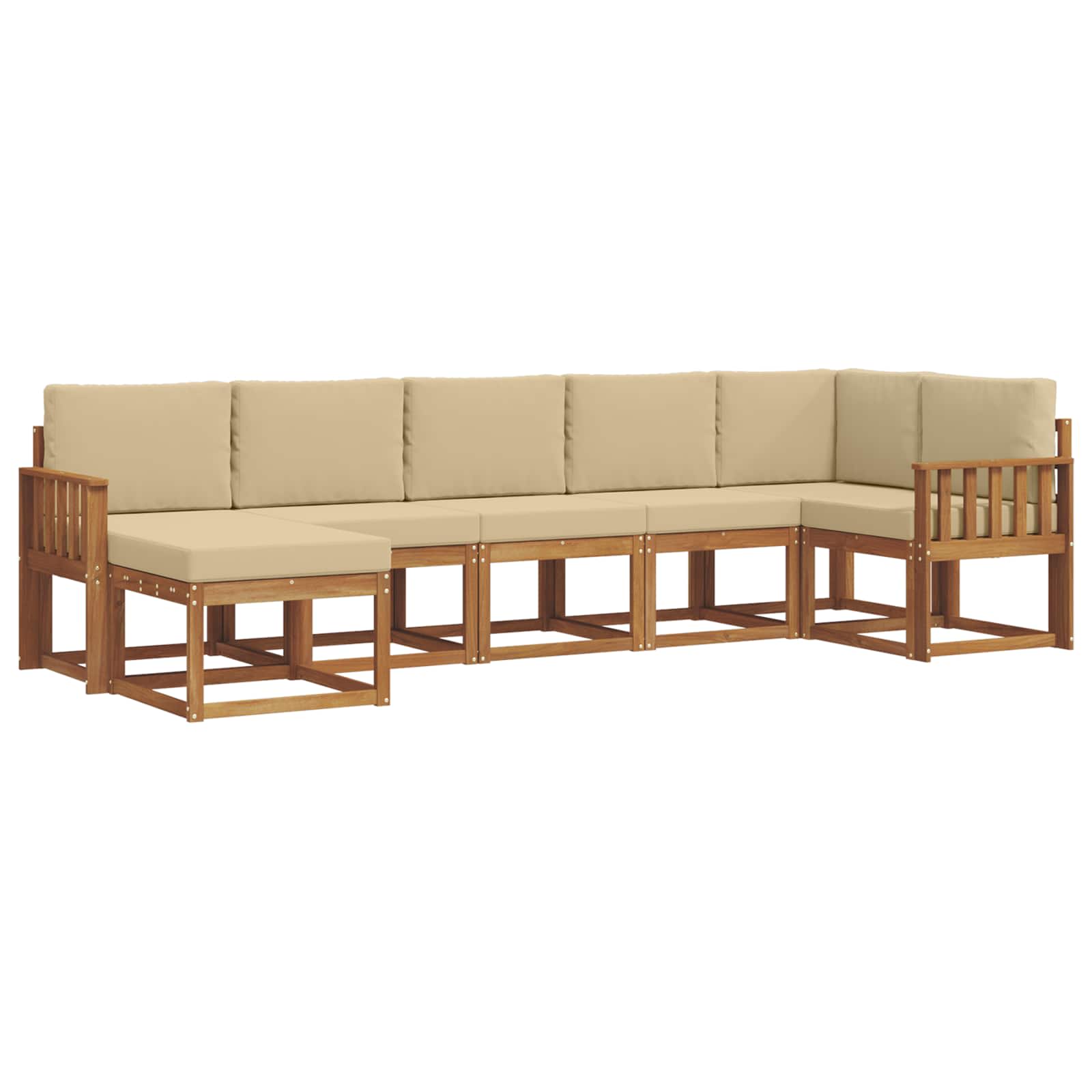 Outdoor-Sofagarnitur mit Kissen 7 pcs Natur und Beige