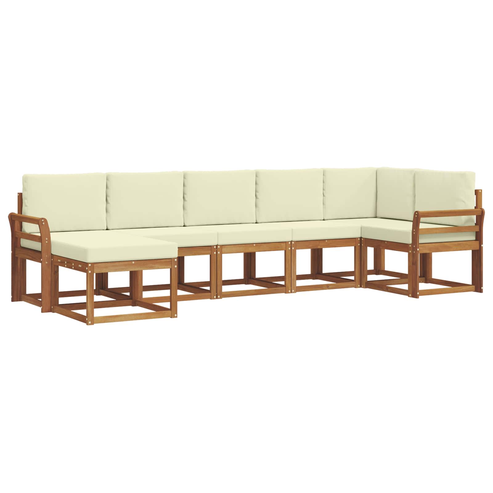 Outdoor-Sofagarnitur 7 stk. Natur und Creme