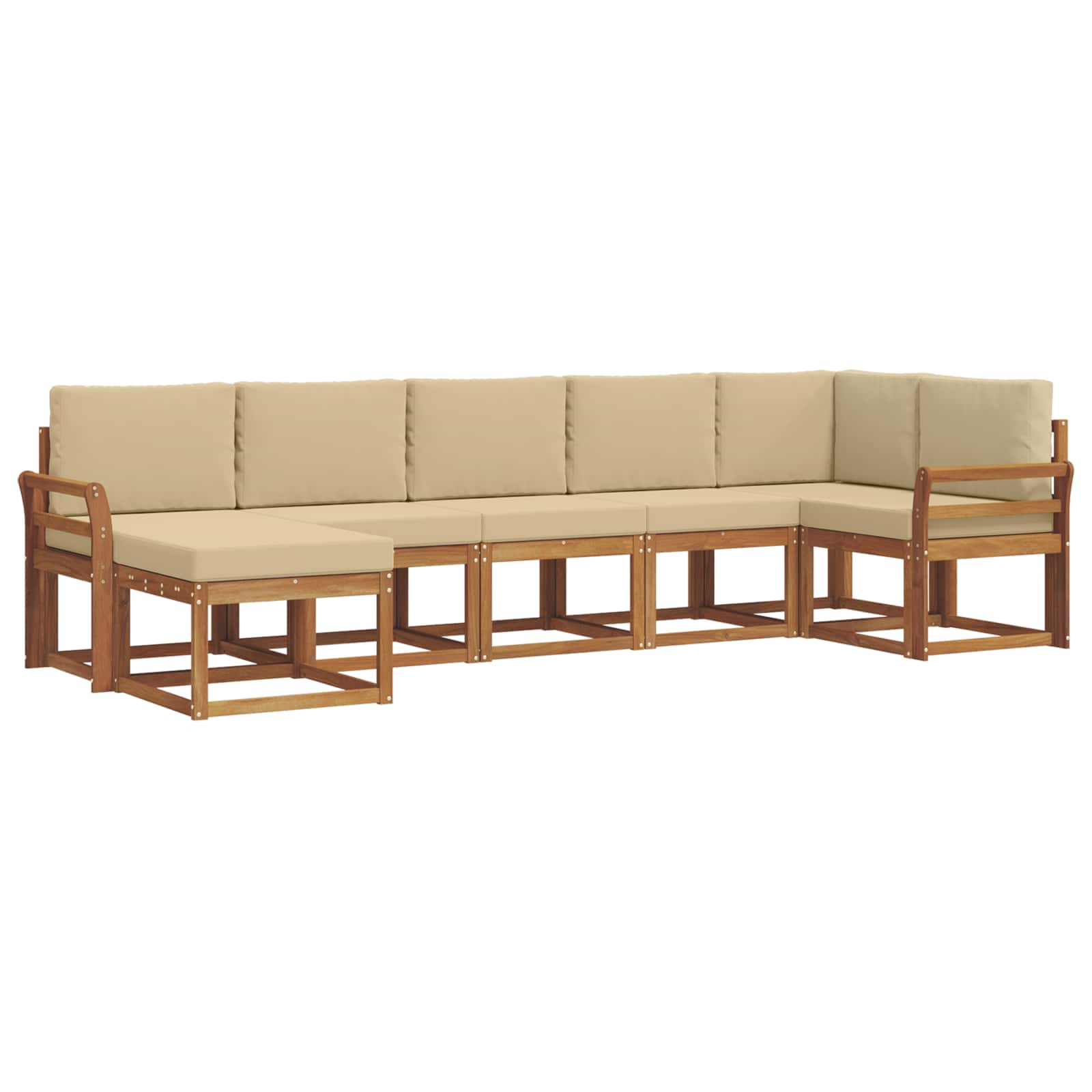 Outdoor-Sofagarnitur mit Kissen 7 pcs Natur und Beige