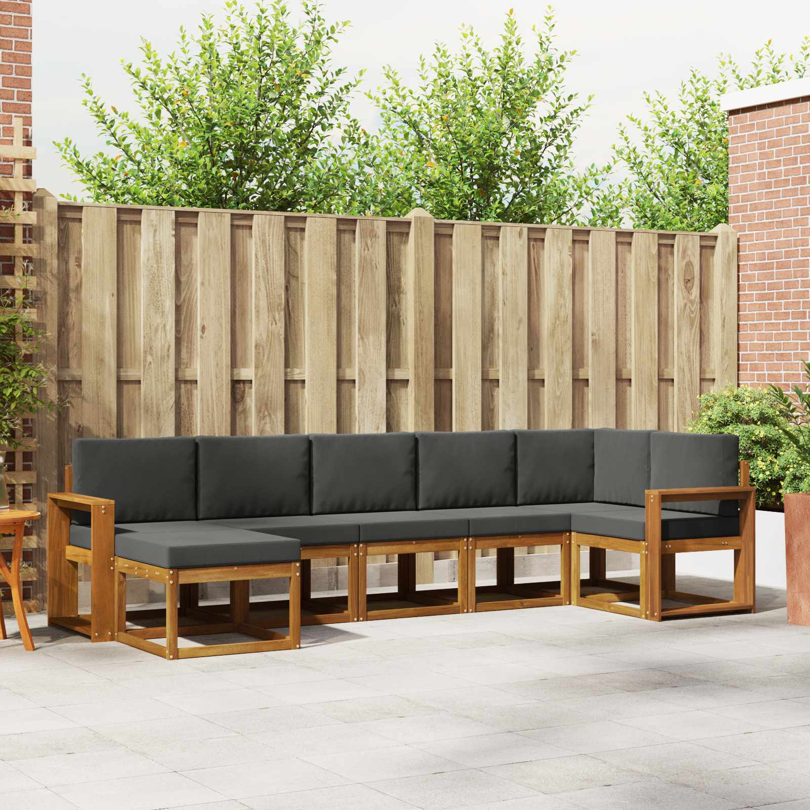 Outdoor-Sofagarnitur 7 stk. Natur und Anthrazit