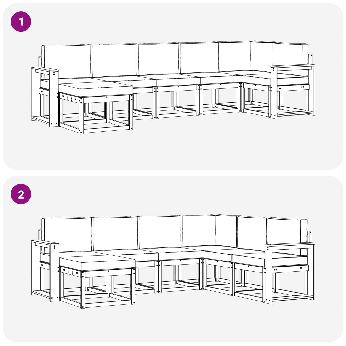 Outdoor-Sofagarnitur 7 stk. Natur und Anthrazit