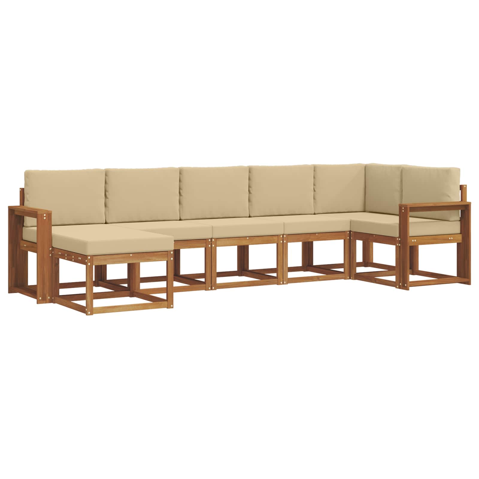 Outdoor-Sofagarnitur mit Kissen 7 pcs Natur und Beige