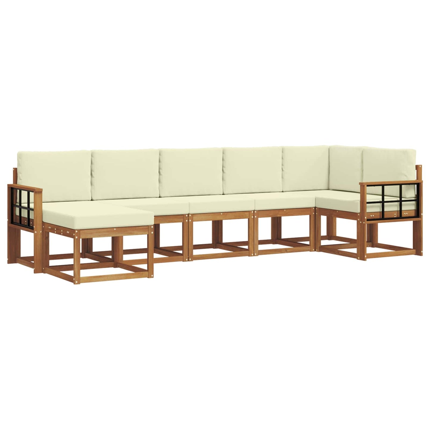 Outdoor-Sofagarnitur 7 stk. Natur und Creme