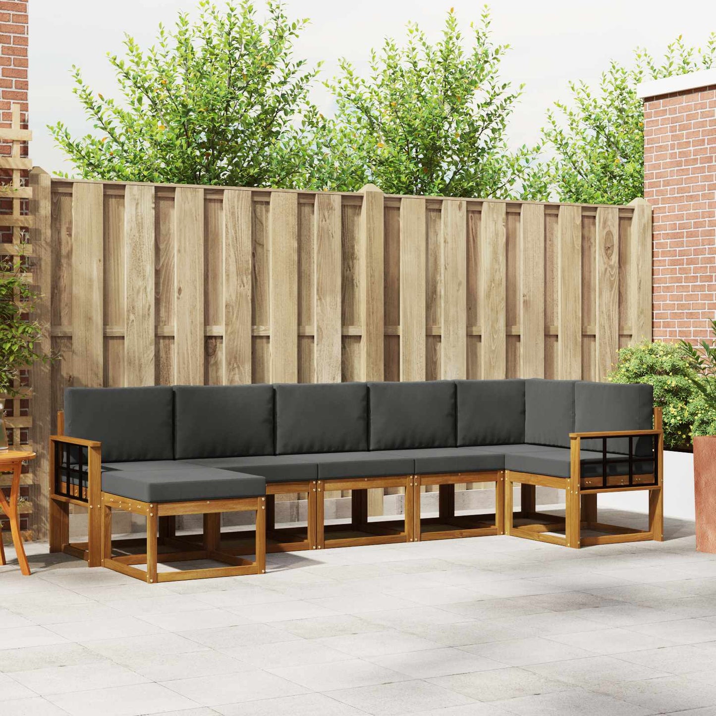 Outdoor-Sofagarnitur 7 stk. Natur und Anthrazit