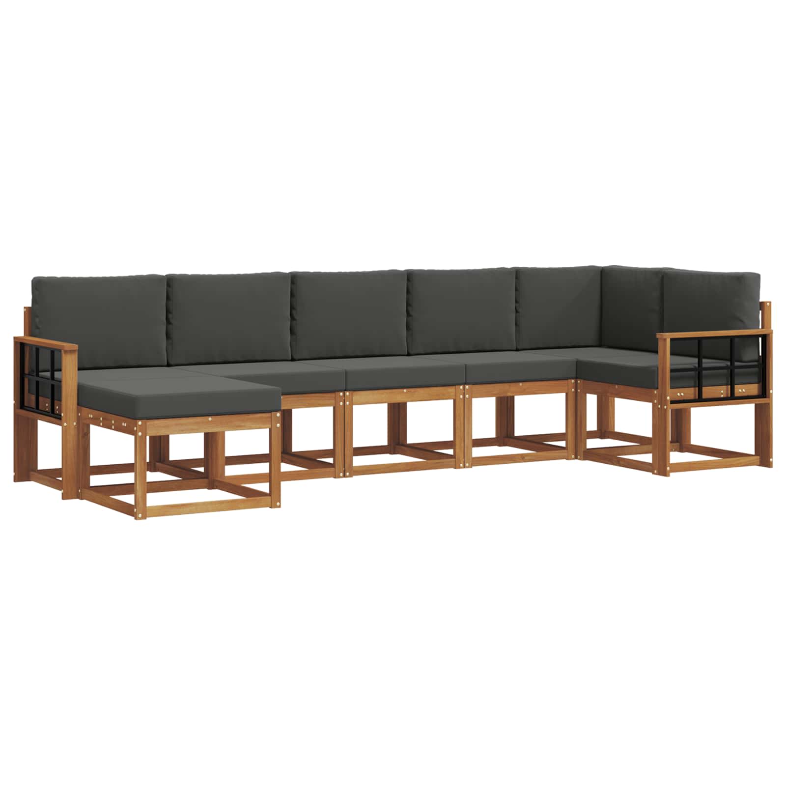Outdoor-Sofagarnitur 7 stk. Natur und Anthrazit