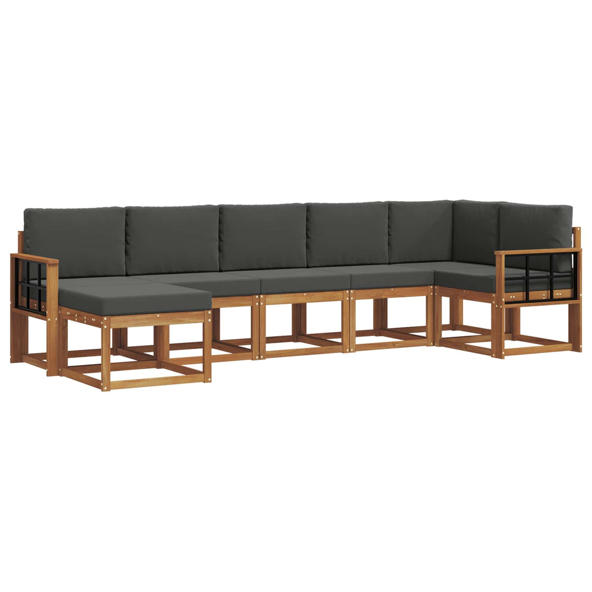 Outdoor-Sofagarnitur 7 stk. Natur und Anthrazit