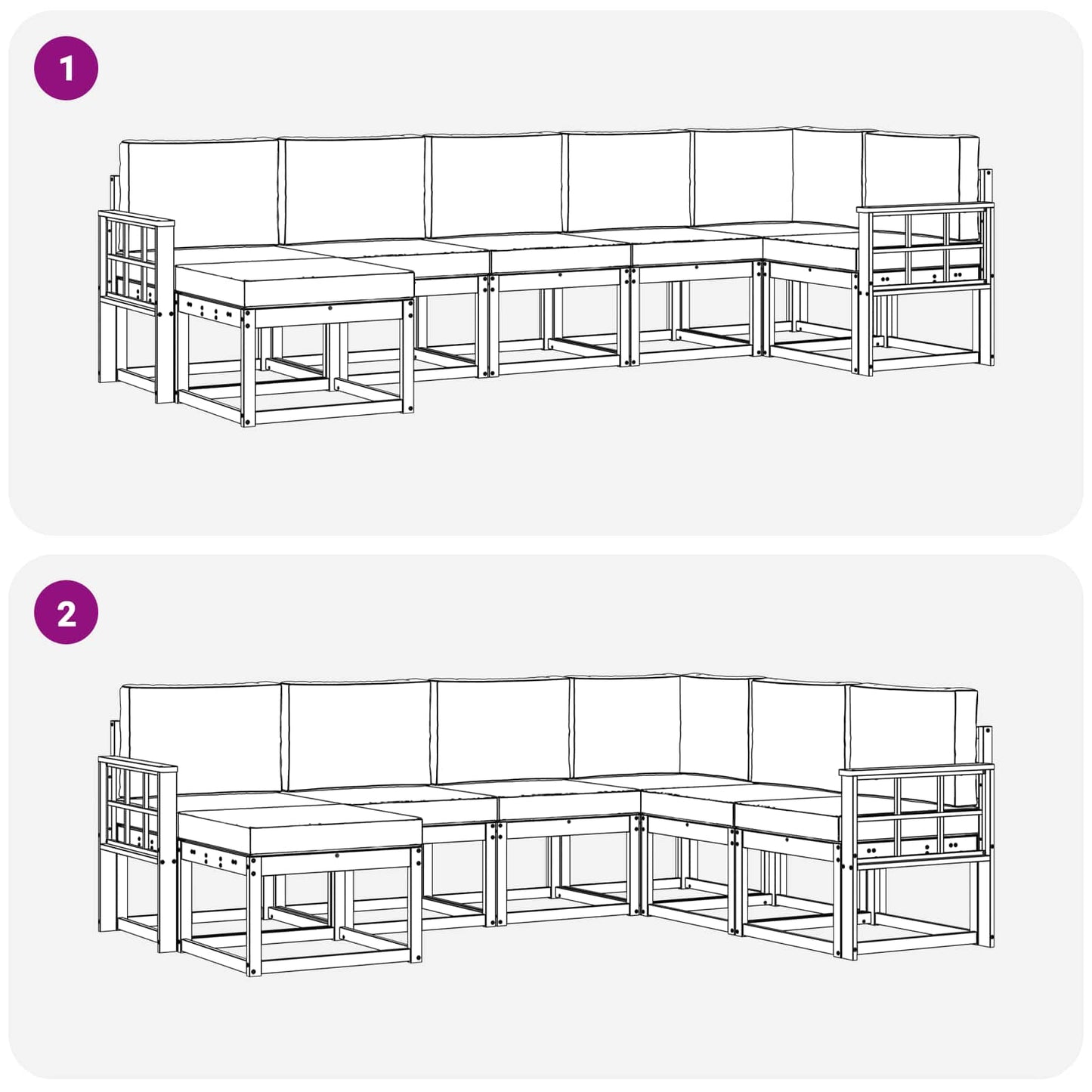 Outdoor-Sofagarnitur 7 stk. Natur und Anthrazit