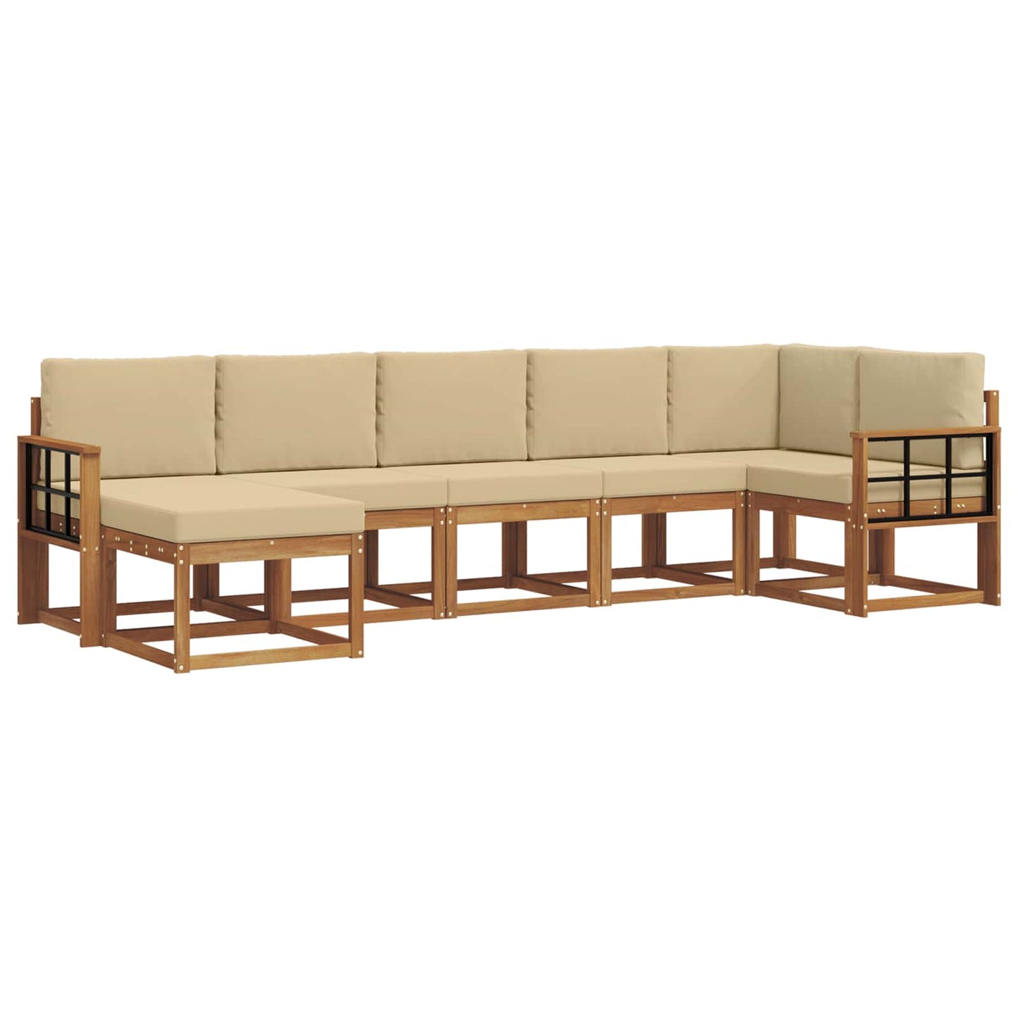 Outdoor-Sofagarnitur mit Kissen 7 pcs Natur und Beige