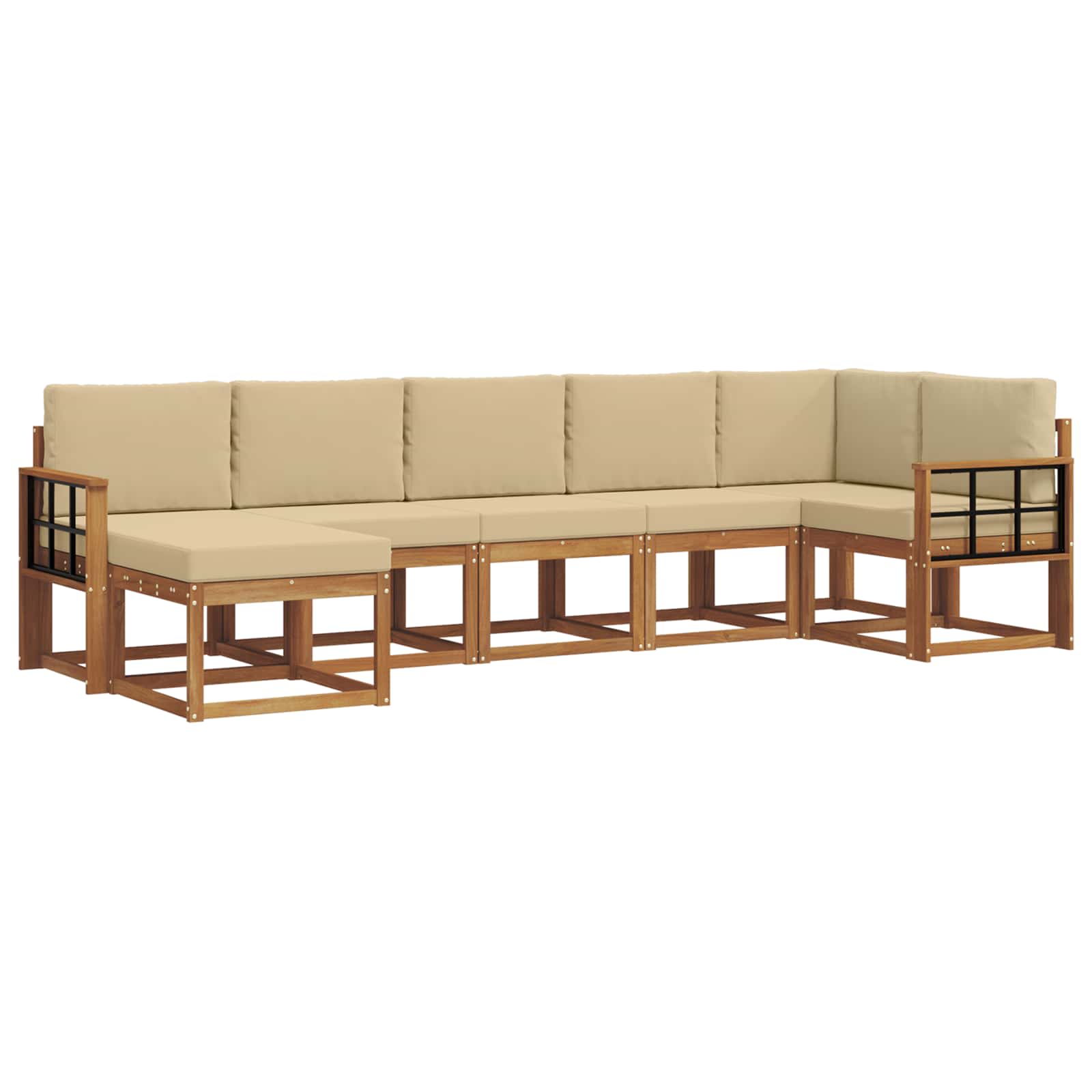 Outdoor-Sofagarnitur mit Kissen 7 pcs Natur und Beige