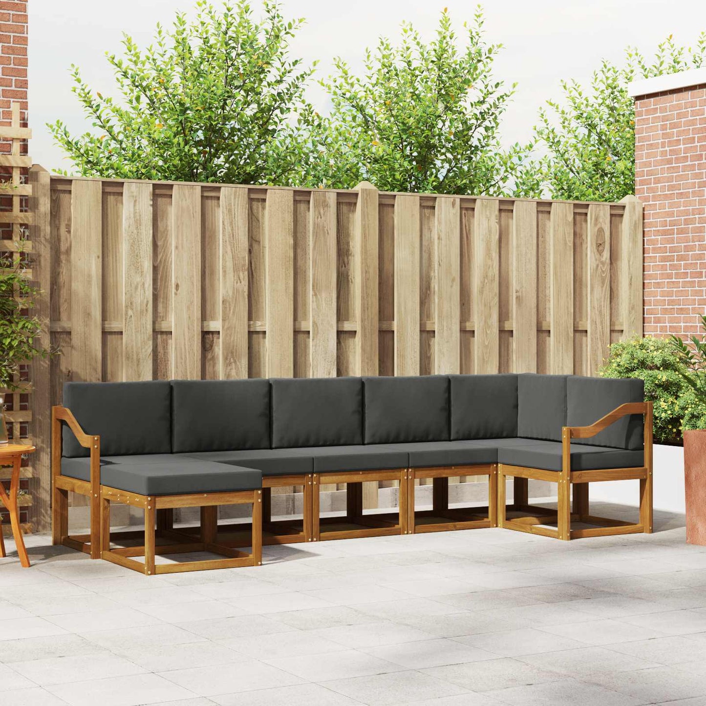 Outdoor-Sofagarnitur 7 stk. Natur und Anthrazit