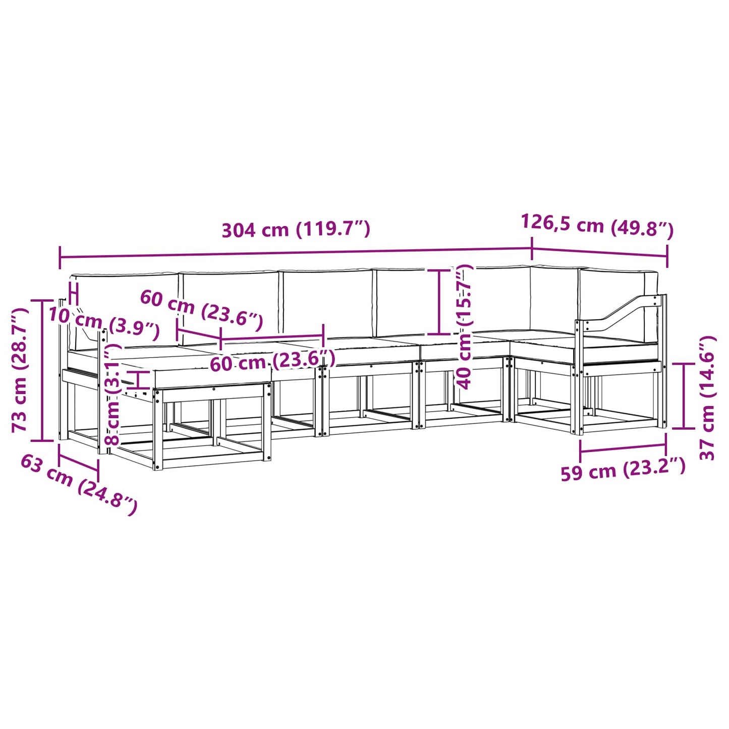 Outdoor-Sofagarnitur 7 stk. Natur und Anthrazit
