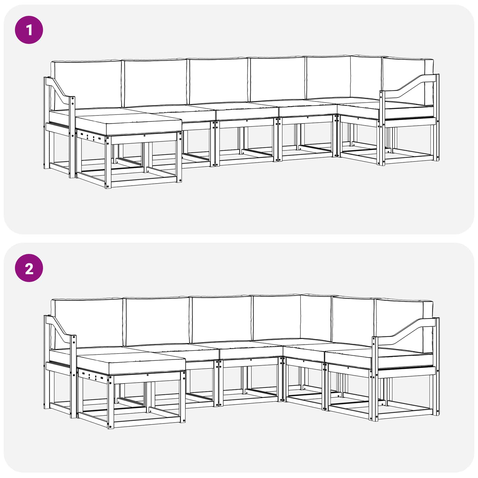 Outdoor-Sofagarnitur 7 stk. Natur und Anthrazit