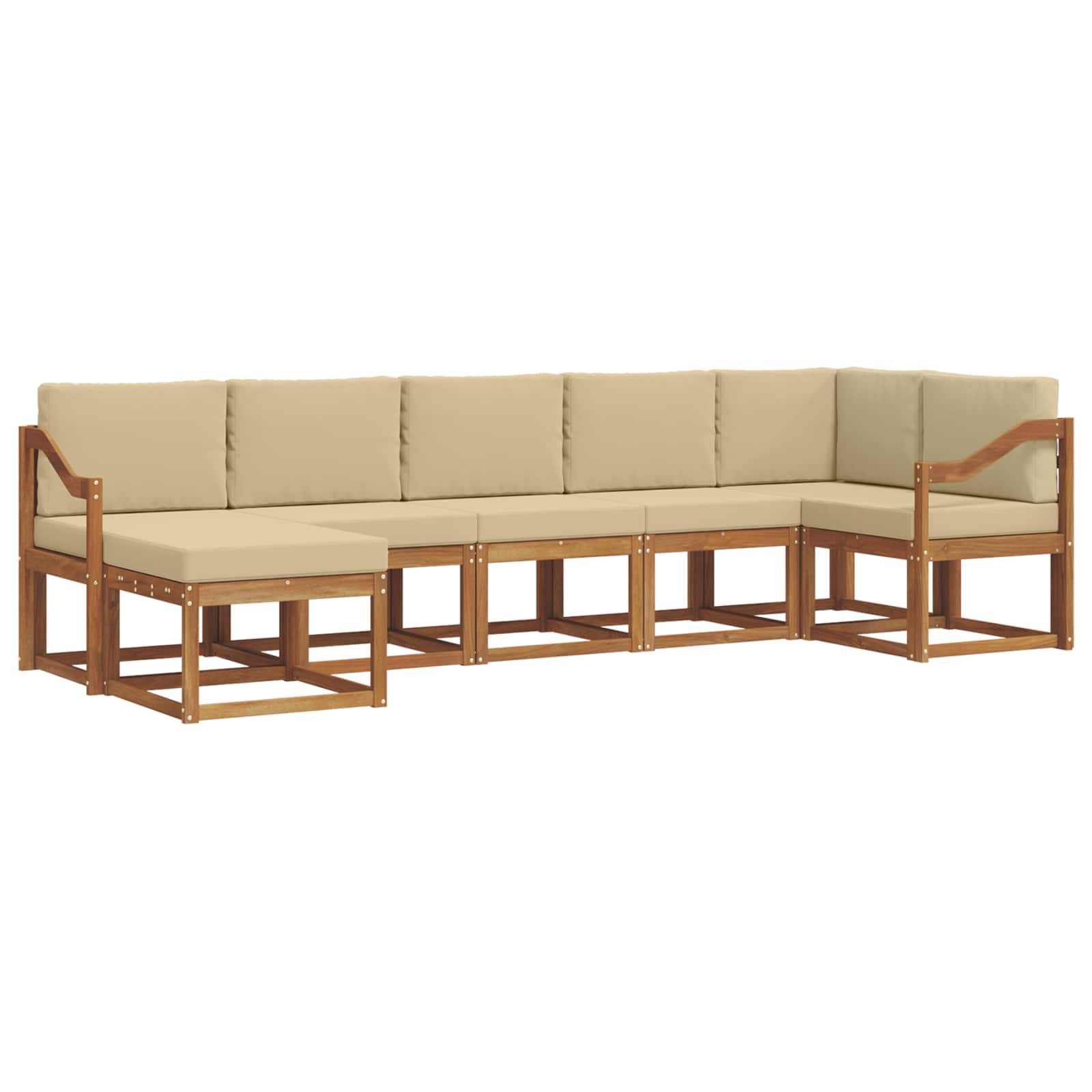 Outdoor-Sofagarnitur mit Kissen 7 pcs Natur und Beige