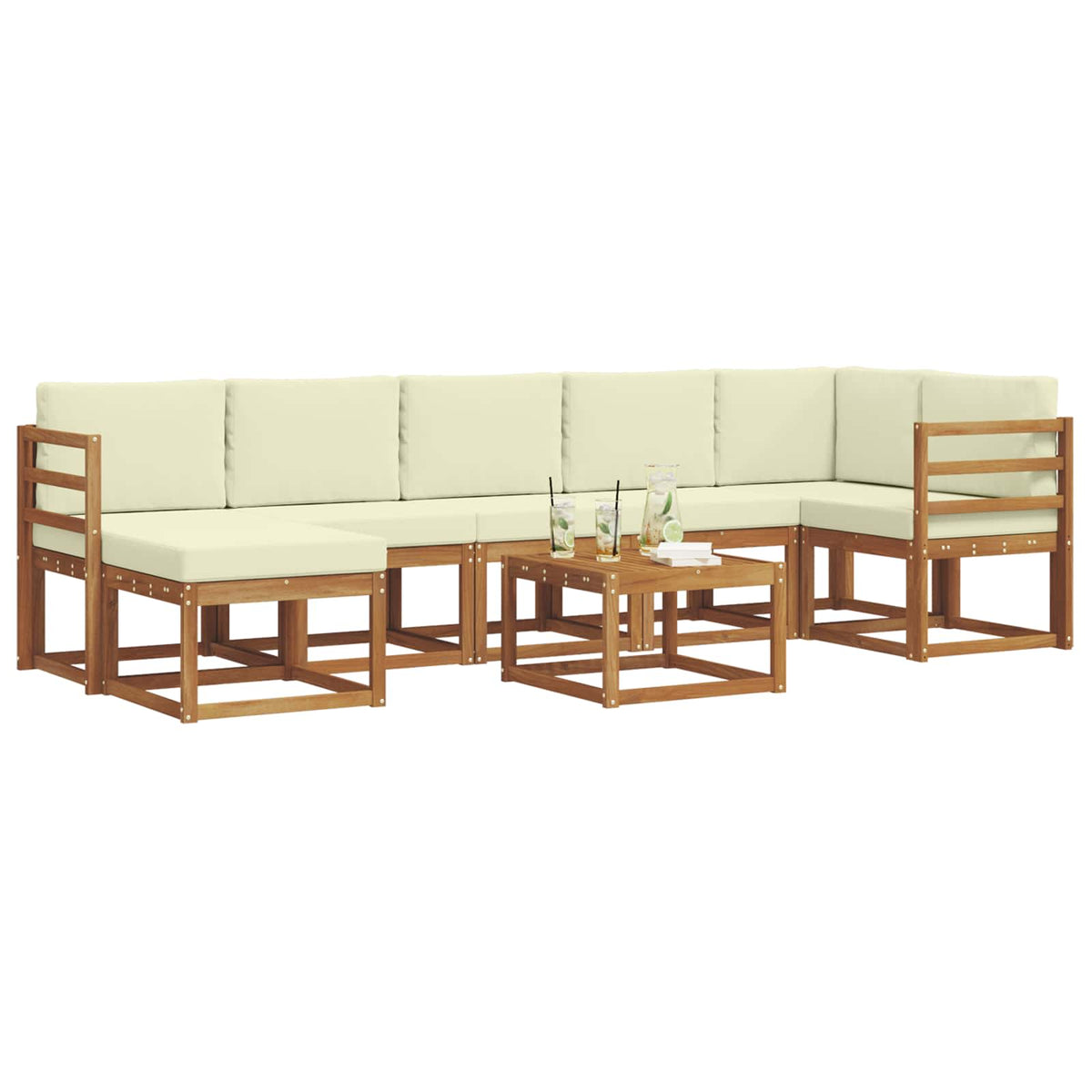 Outdoor-Sofagarnitur 8 stk. Natur und Creme