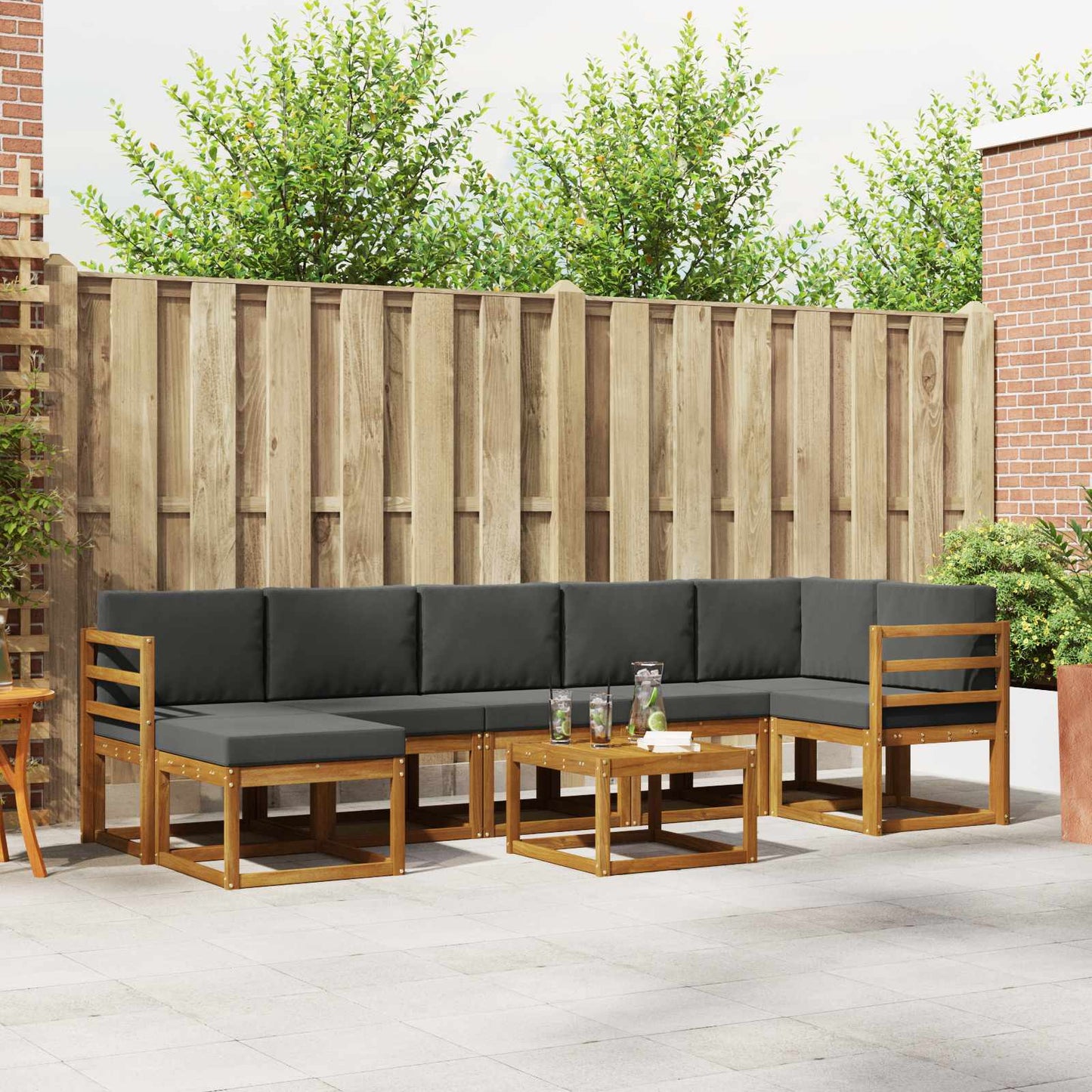 Outdoor-Sofagarnitur 8 stk. Natur und Anthrazit