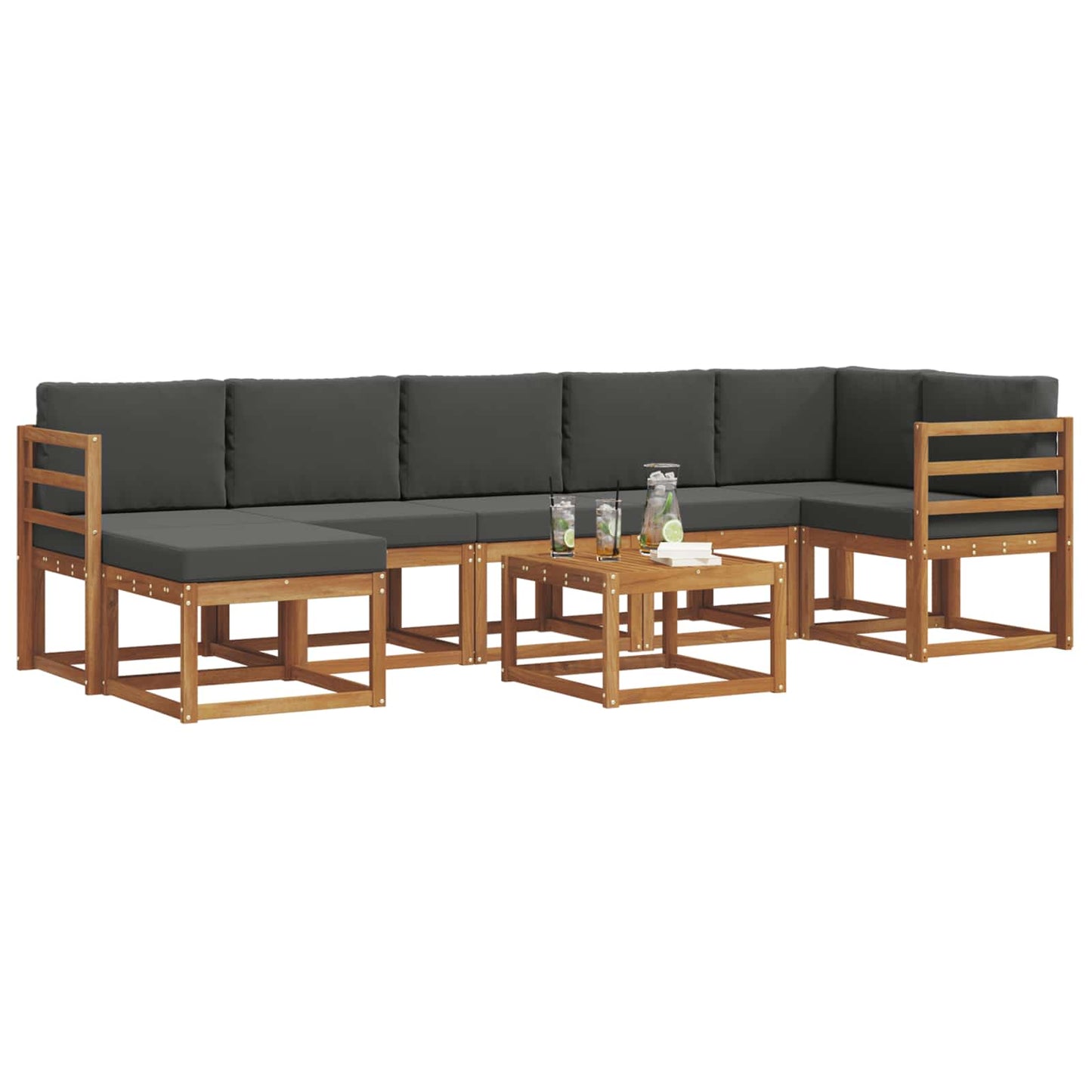Outdoor-Sofagarnitur 8 stk. Natur und Anthrazit