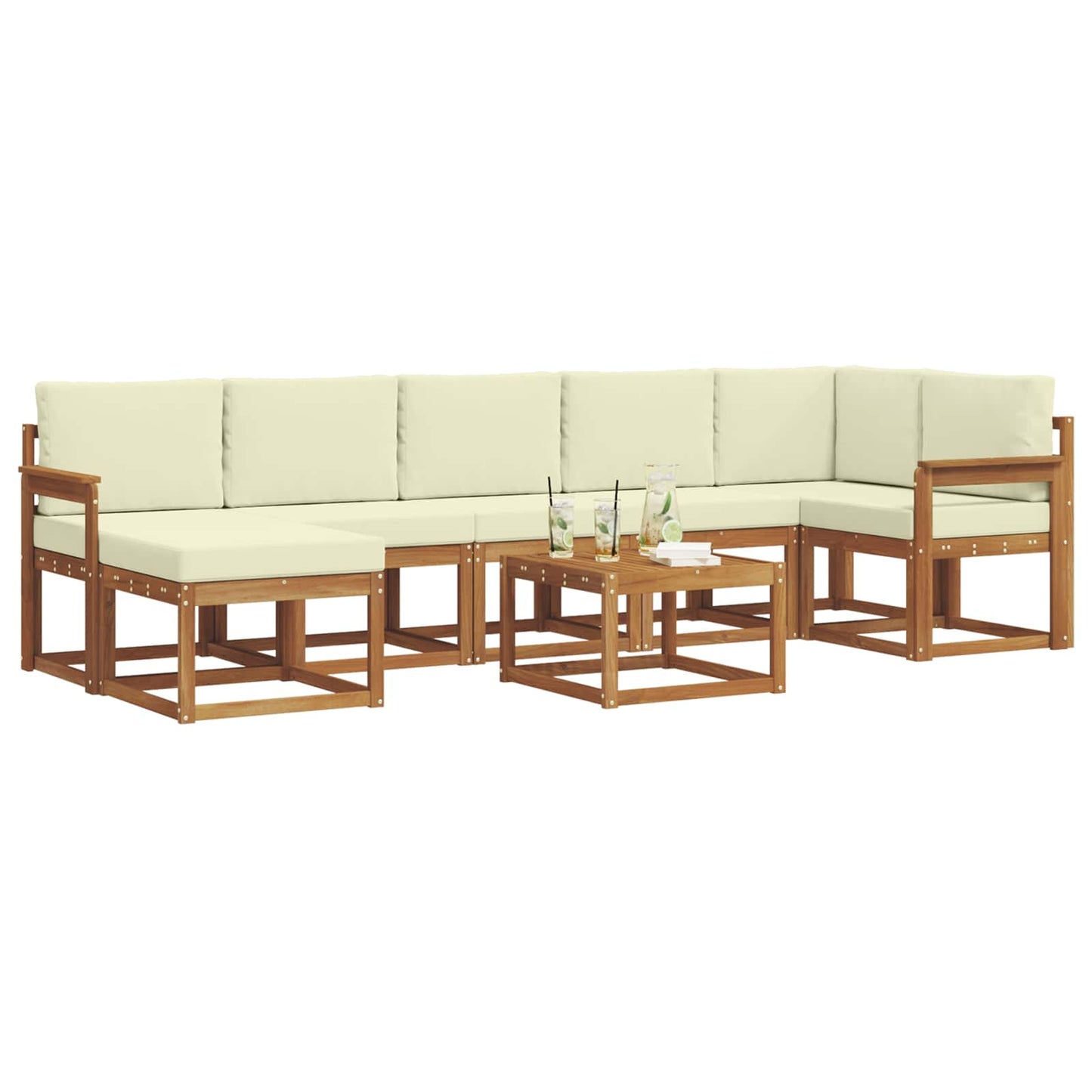 Outdoor-Sofagarnitur 8 stk. Natur und Creme