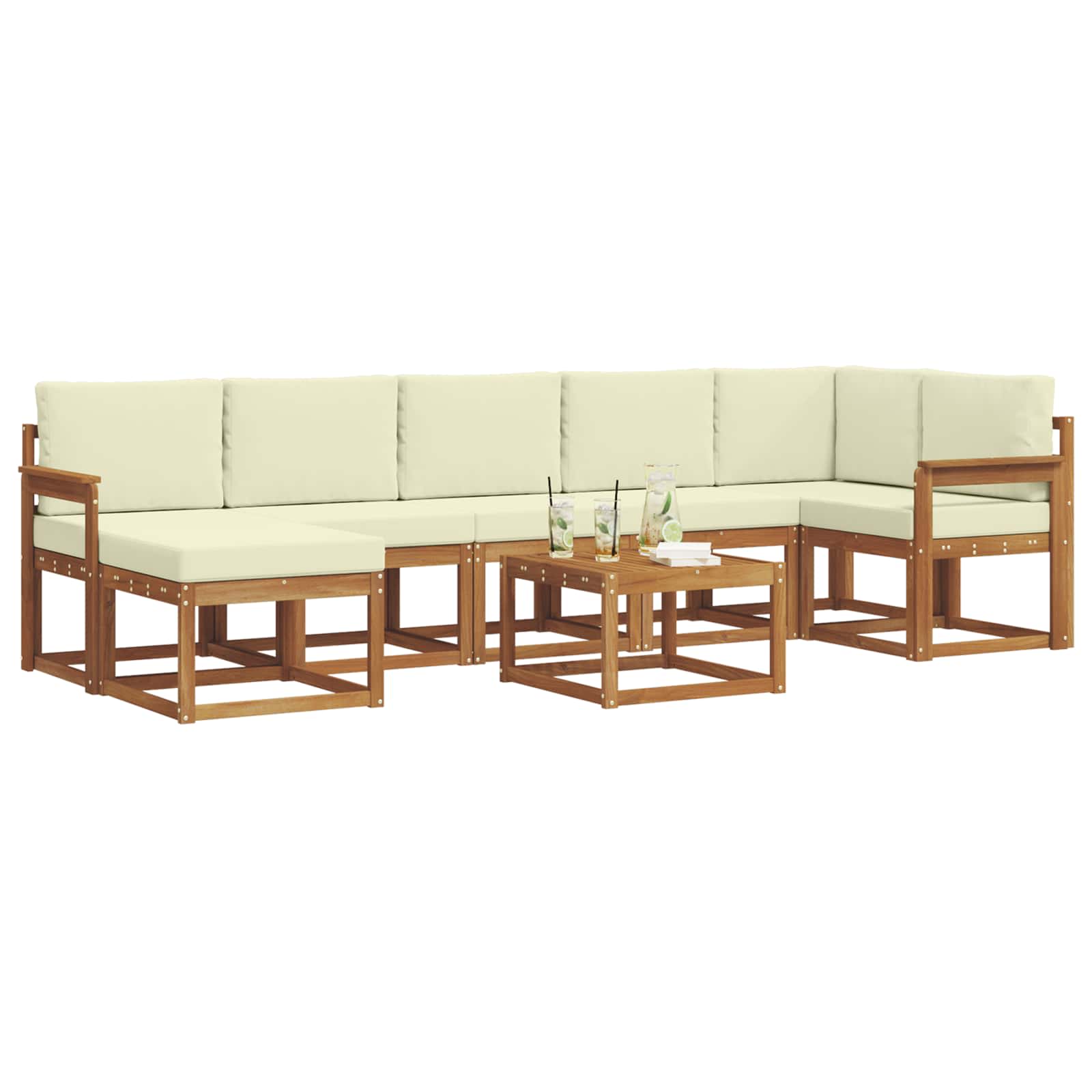 Outdoor-Sofagarnitur 8 stk. Natur und Creme