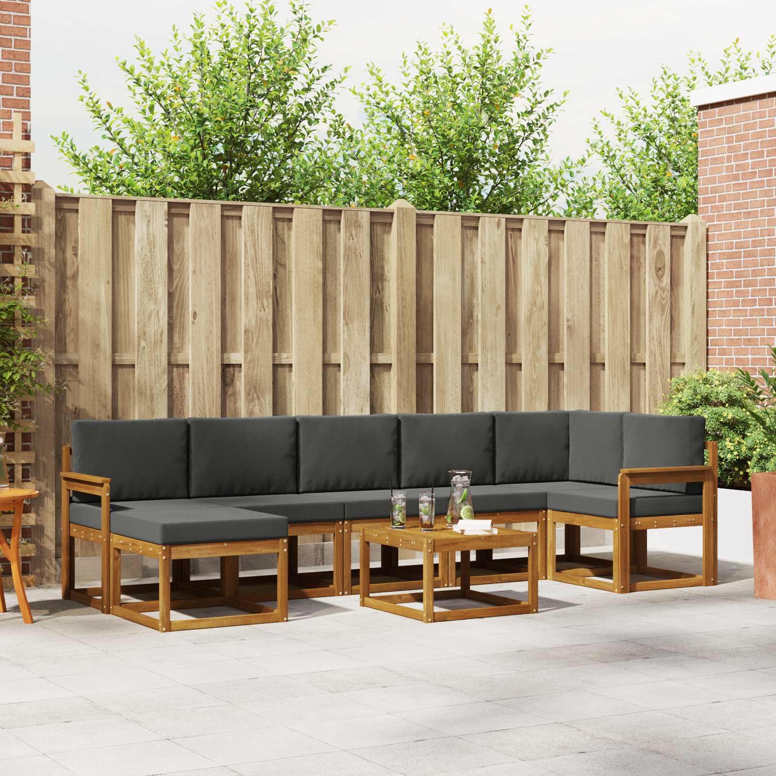 Outdoor-Sofagarnitur 8 stk. Natur und Anthrazit