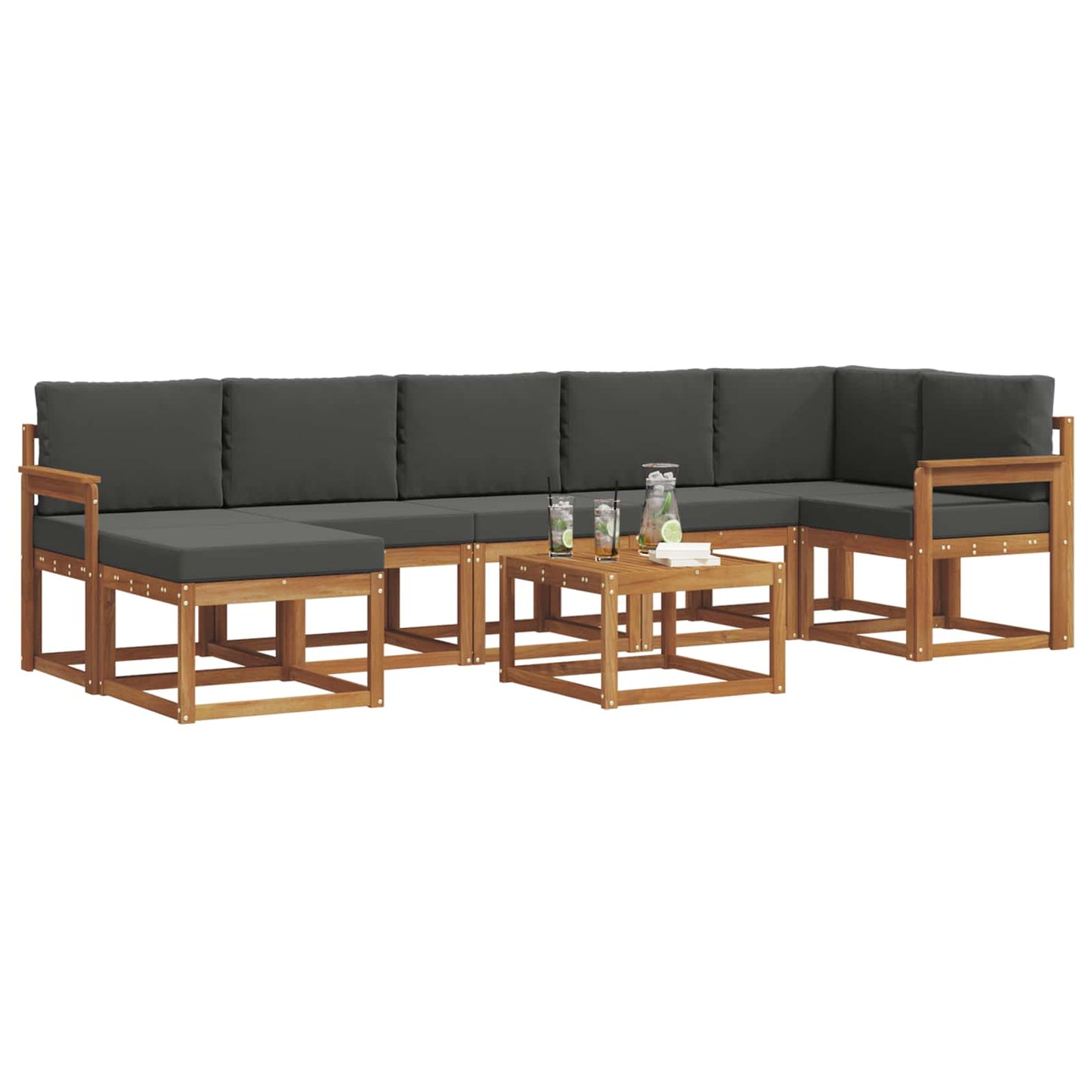 Outdoor-Sofagarnitur 8 stk. Natur und Anthrazit