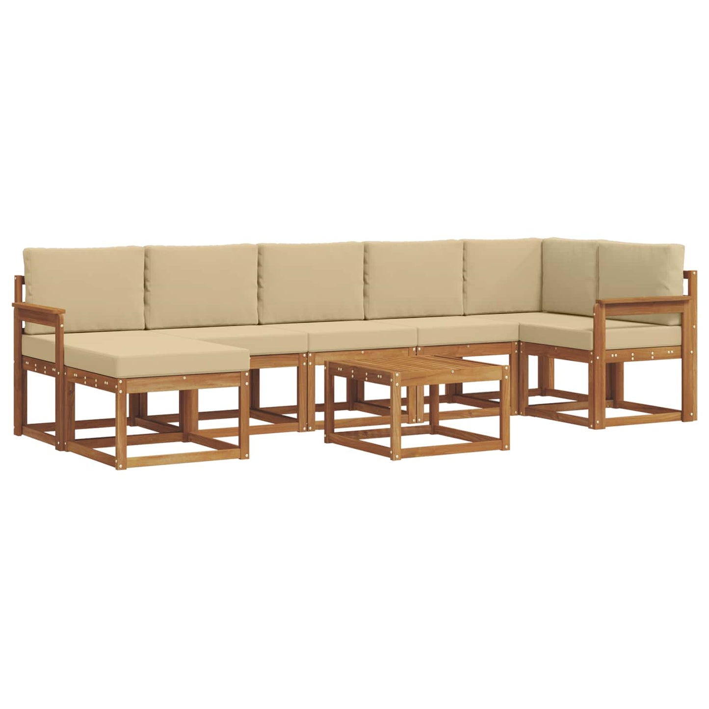 Outdoor-Sofagarnitur mit Kissen 8 pcs Natur und Beige