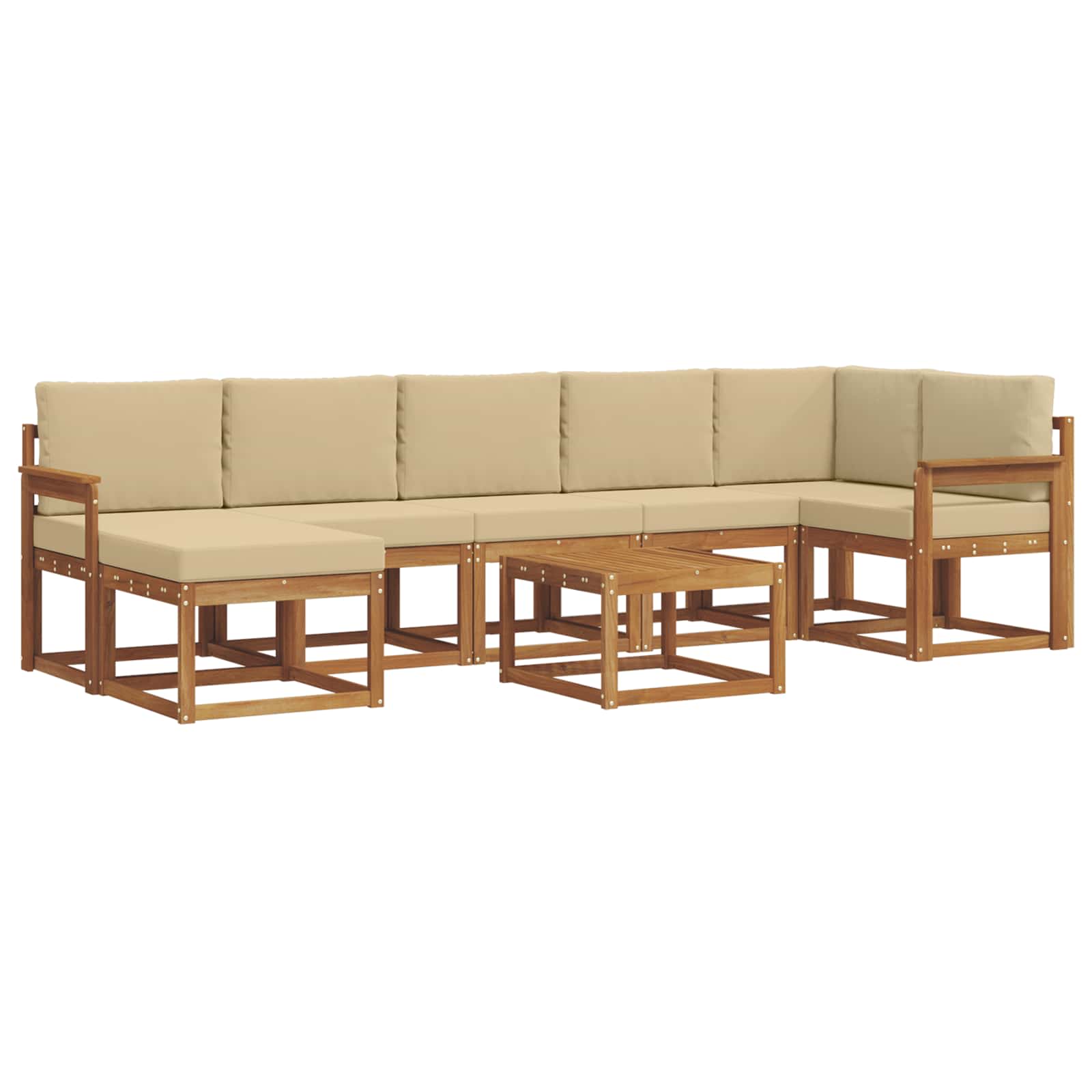 Outdoor-Sofagarnitur mit Kissen 8 pcs Natur und Beige