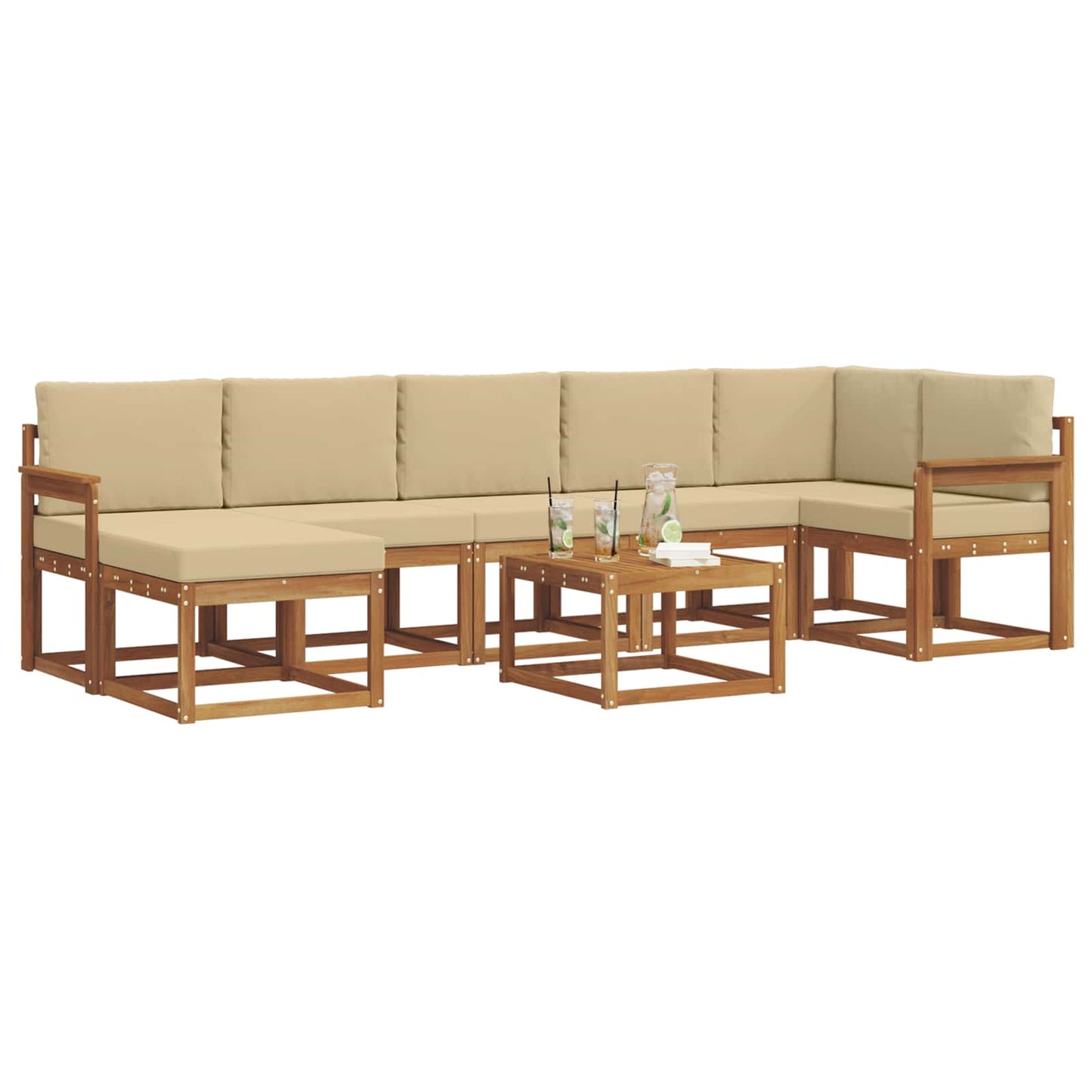 Outdoor-Sofagarnitur mit Kissen 8 pcs Natur und Beige