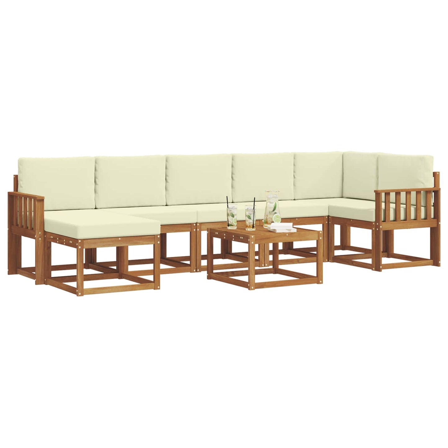 Outdoor-Sofagarnitur 8 stk. Natur und Creme