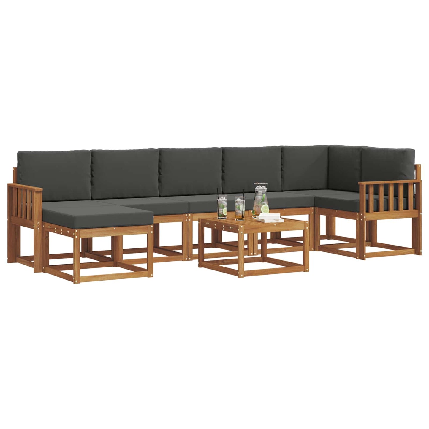 Outdoor-Sofagarnitur 8 stk. Natur und Anthrazit