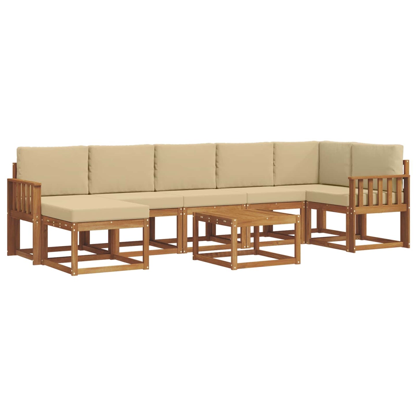 Outdoor-Sofagarnitur mit Kissen 8 pcs Natur und Beige