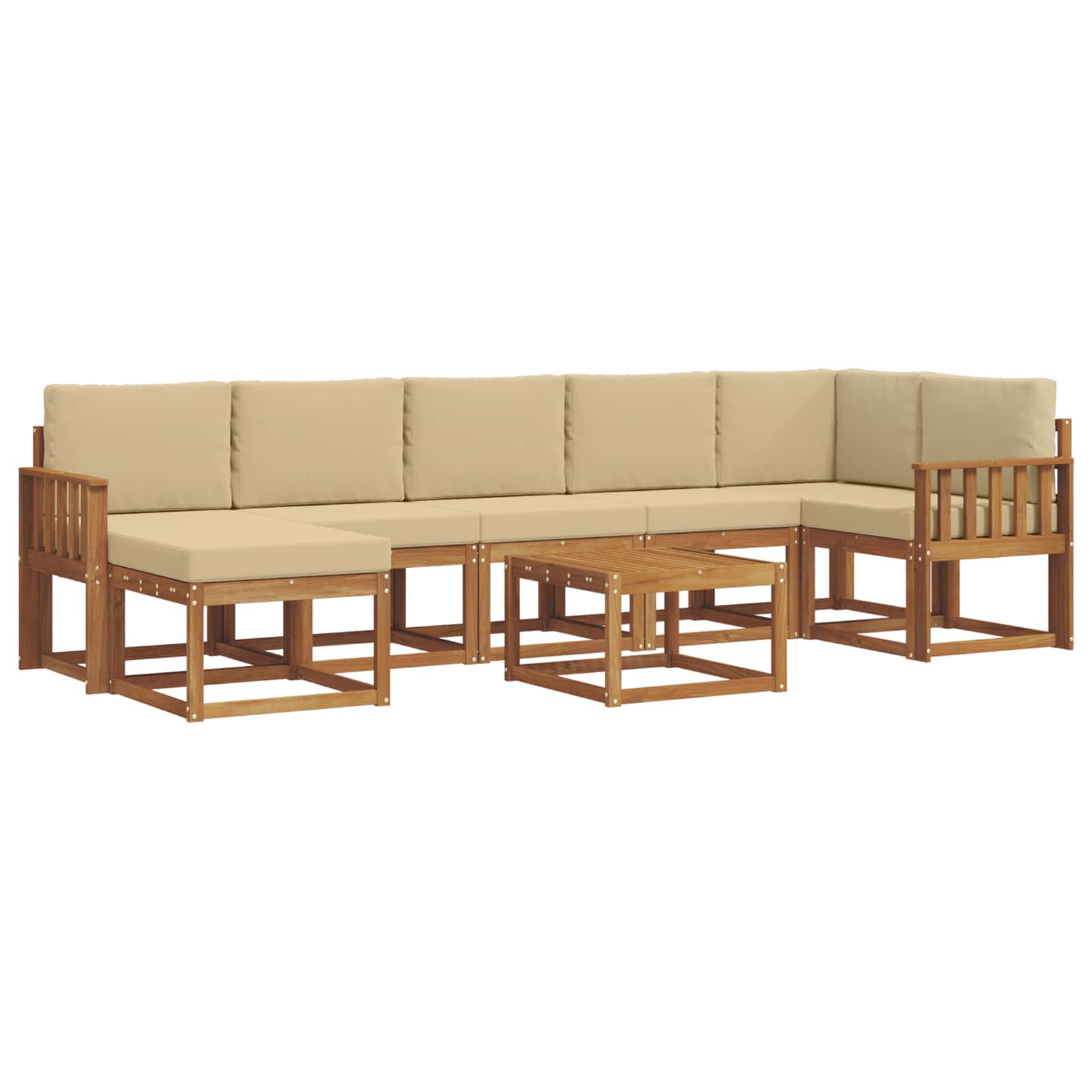 Outdoor-Sofagarnitur mit Kissen 8 pcs Natur und Beige