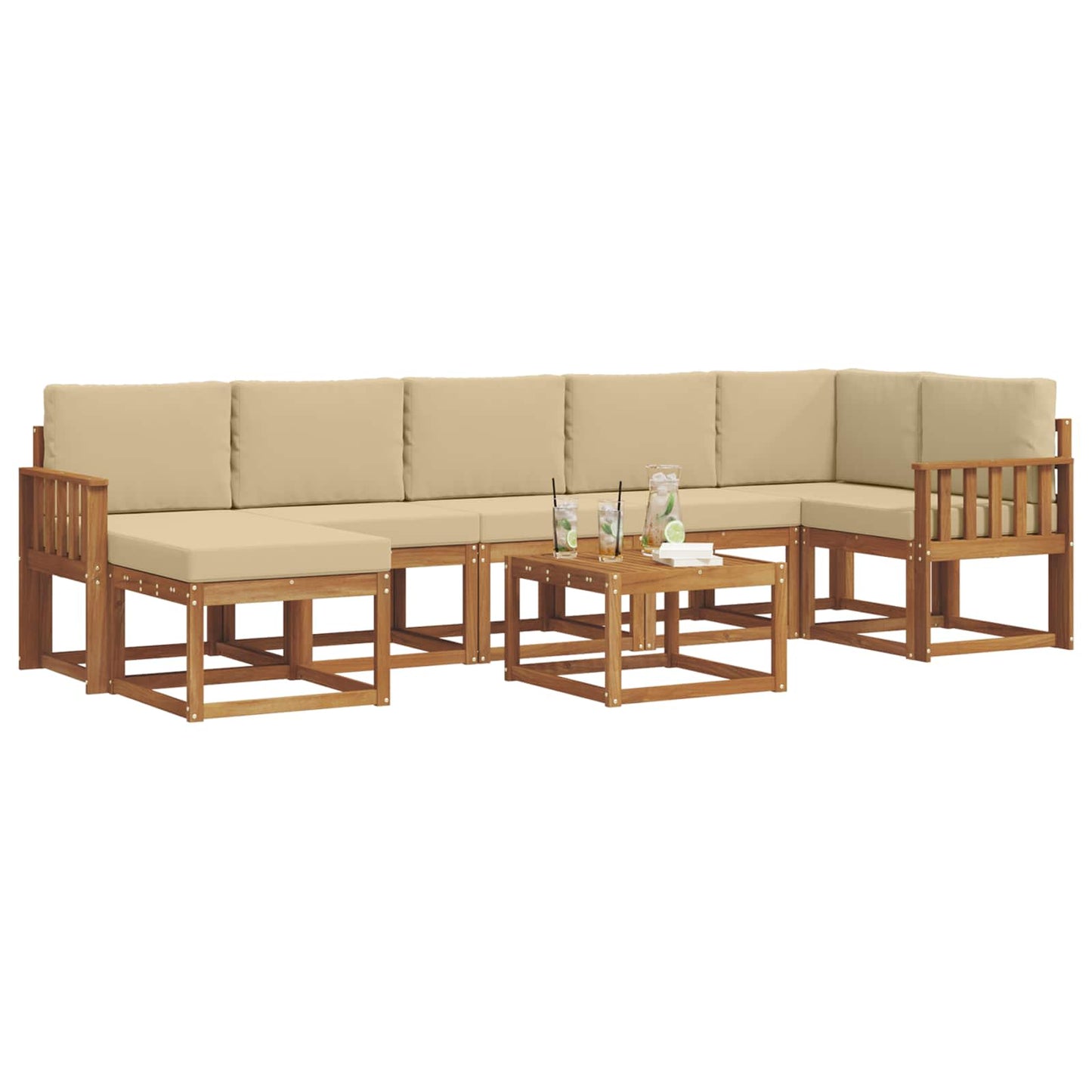 Outdoor-Sofagarnitur mit Kissen 8 pcs Natur und Beige