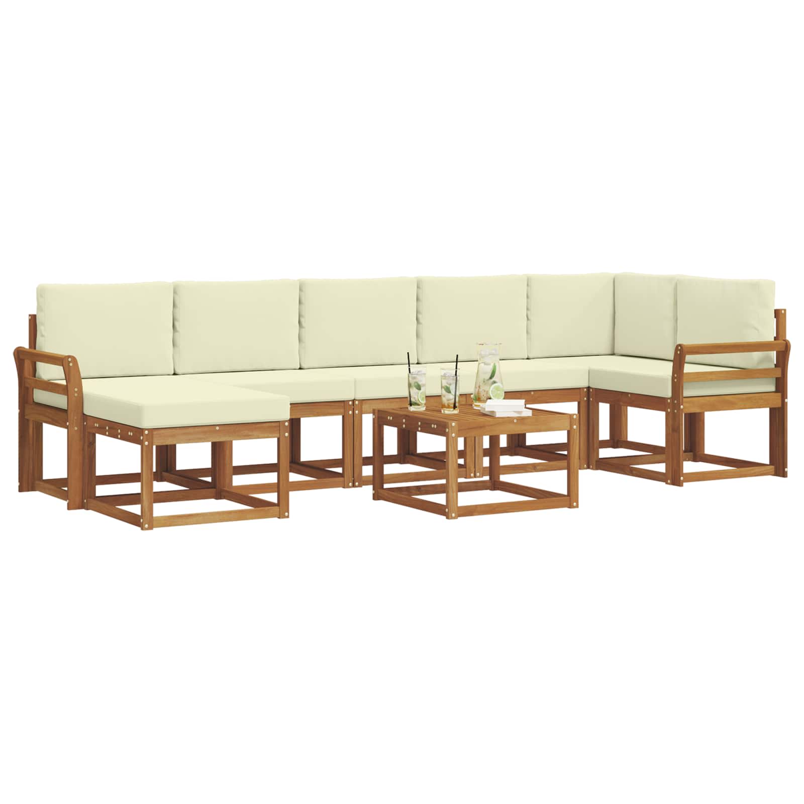 Outdoor-Sofagarnitur 8 stk. Natur und Creme